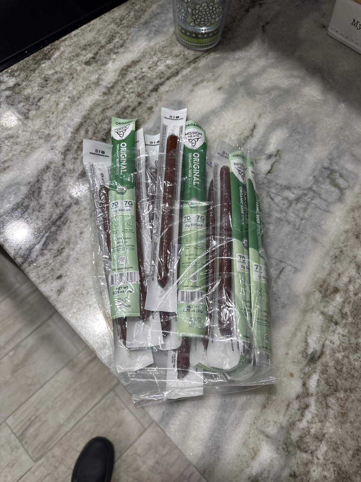 Mission Meats Organic Beef Sticks - Grass Fed & Pasture-Raised, Zero Sugar, Non-GMO, Healthy Organic Snacks, Individually Wrapped Meat Sticks, 0.75oz (12ct) customer photo 2