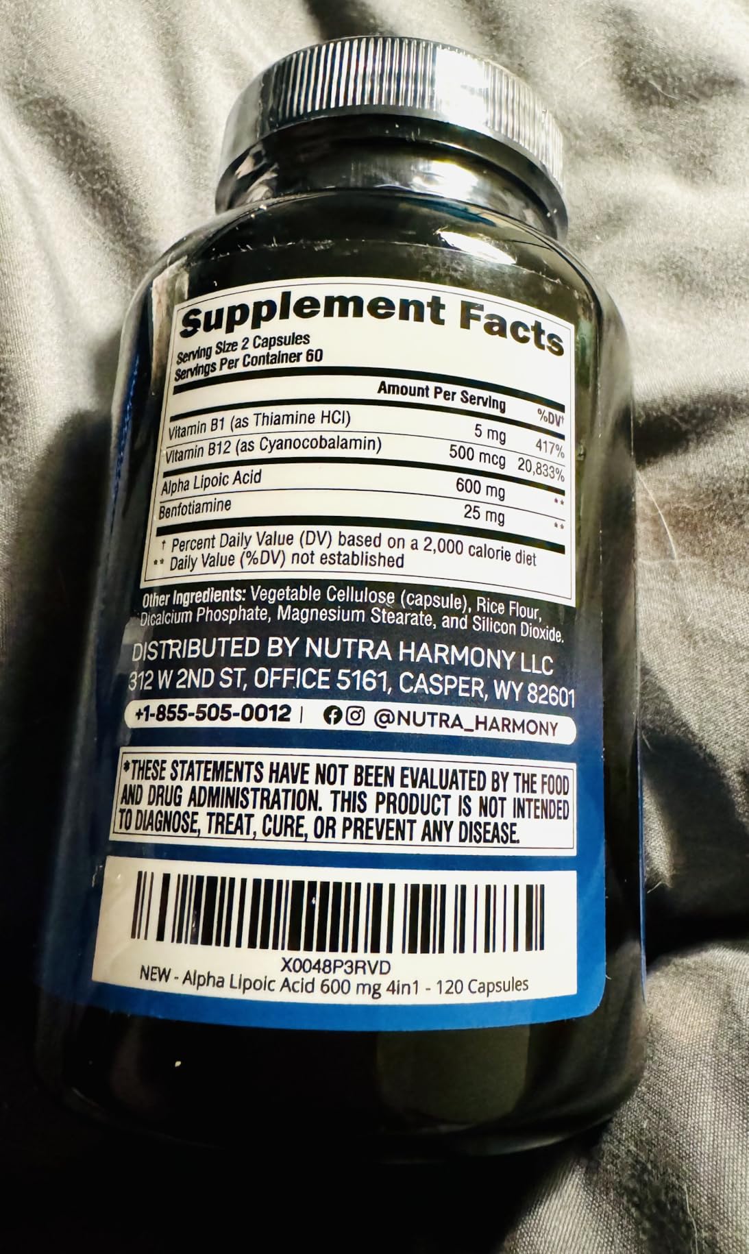 Alpha Lipoic Acid 600mg - ALA Supplement Antioxidant for Nerve, Energy & Metabolism Support - Extra Strength with Benfotiamine, B1 & B12 - Lab Tested, NON-GMO & Vegan - 120 Capsules, 2 Month Supply customer photo 2