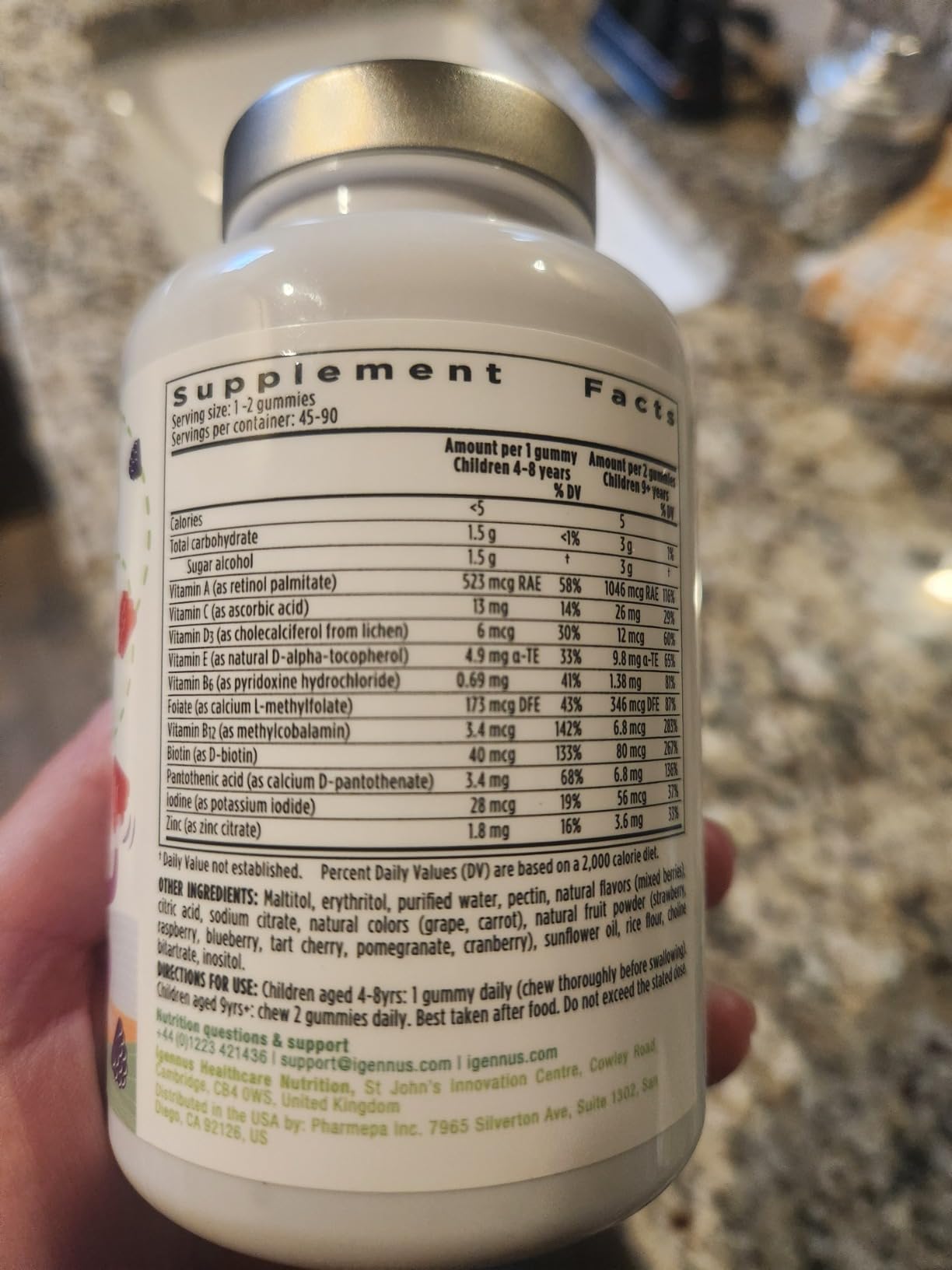 Igennus Methylated Kids Multivitamin Gummies, Clean Label & Third Party Tested, No Artificial Sweeteners or Flavors, Sugar Free, Age 4+, 90 Natural Berry Flavor from Fruit Powder, Non-GMO, Halal customer photo 1