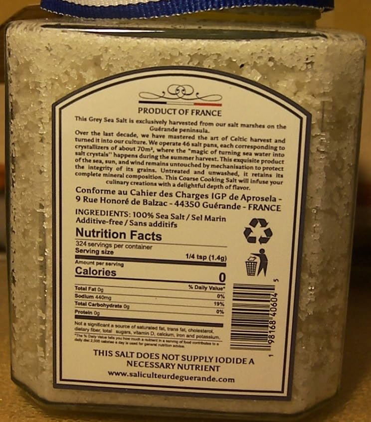 Le Saliculteur French Grey Sea Salt, Traditional Celtic Method, 16oz Unrefined Coarse Mineral Salt, PGI-Certified, Glass Jar customer photo 2