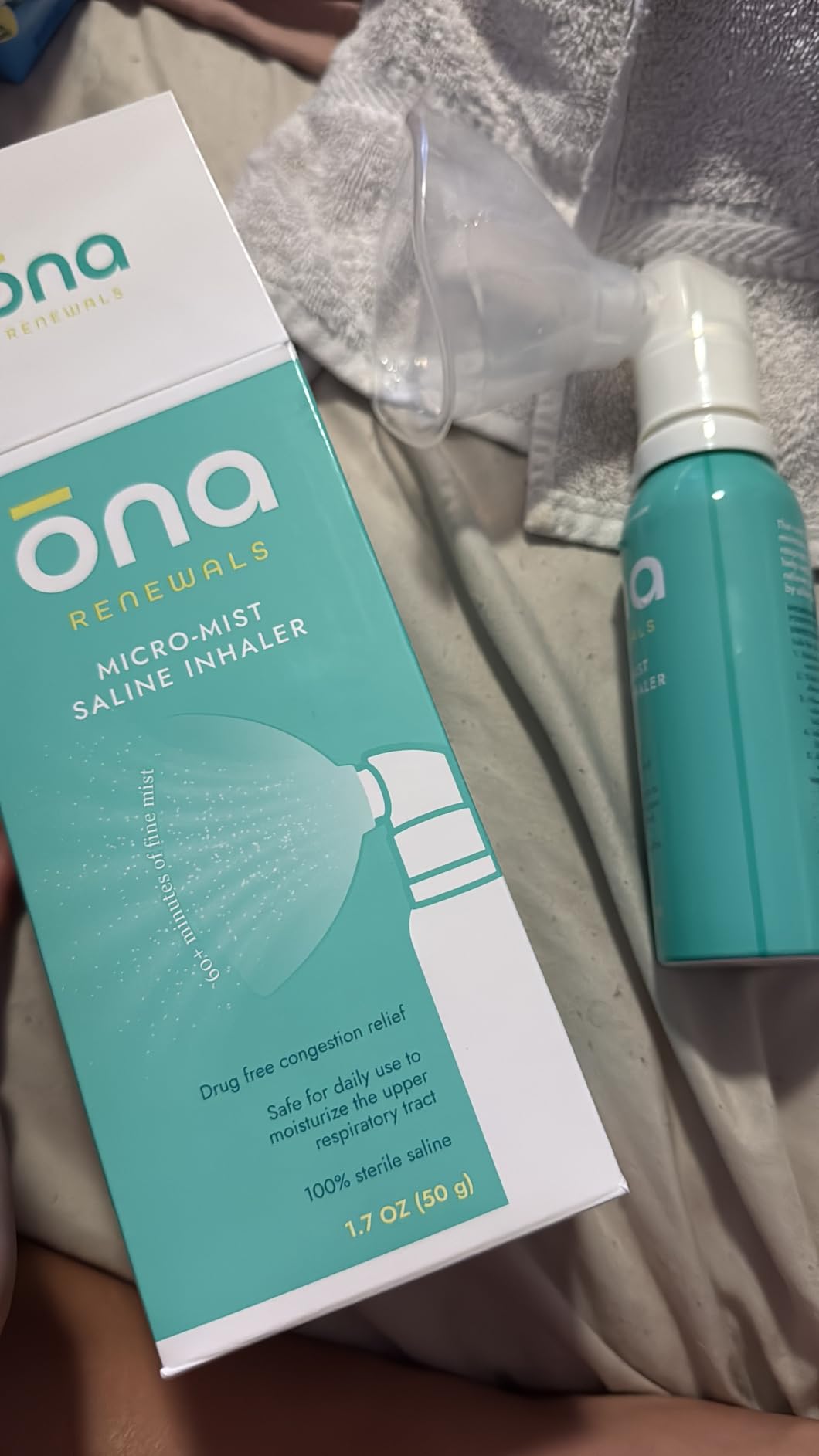 Ona Micro-Mist Saline Inhaler for Congestion, Sinus, Cough & Cold, and Allergy Relief, FSA/HSA Eligible, Unscented, 1.7oz (Pack of 1) customer photo 1