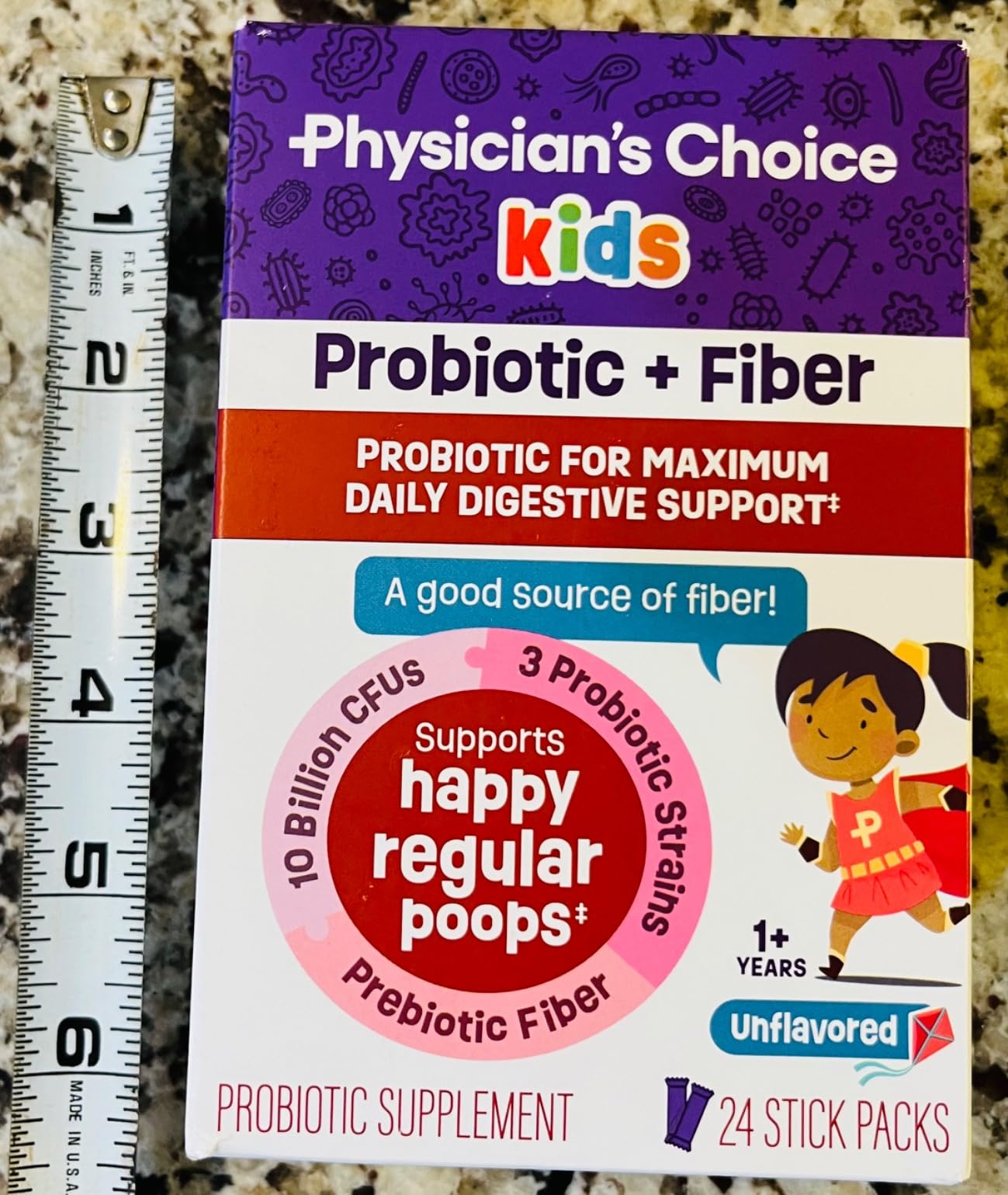 Physician's Choice Kids Probiotic + Prebiotic Fiber Packets (Ages 1+) - Supports Regularity, Occasional Constipation & A Healthy Digestive System - No Allergens or Preservatives - Unflavored - 24 Pack customer photo 2