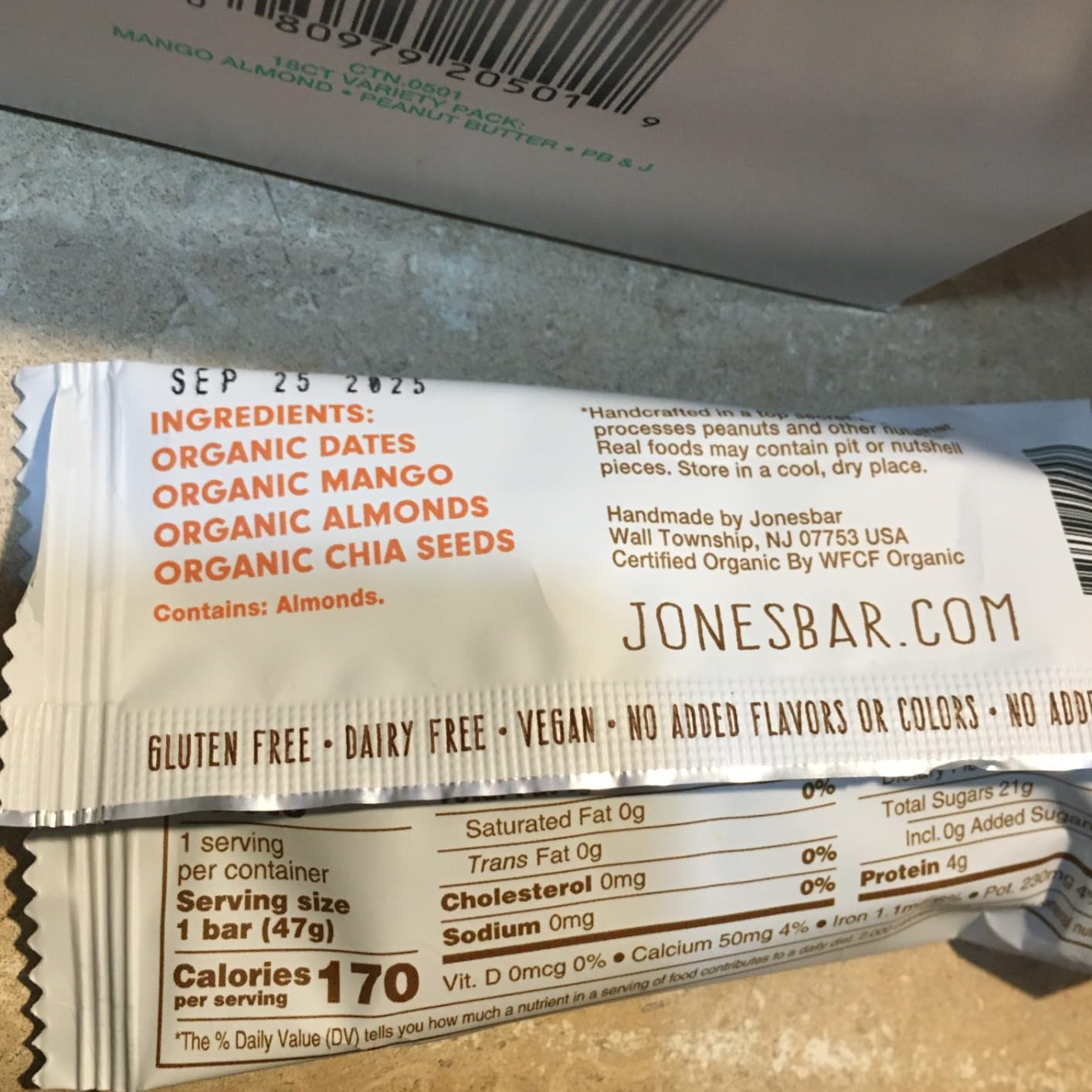 JONESBAR Organic Plant Based Protein Bars | 18 Count Variety Pack | Fruit & Nut Bar, Kosher, Gluten Free, Breakfast Bars, School Snacks, Vegan Snack & Healthy Snacks for Adults and Kids (Pack of 18) customer photo 2