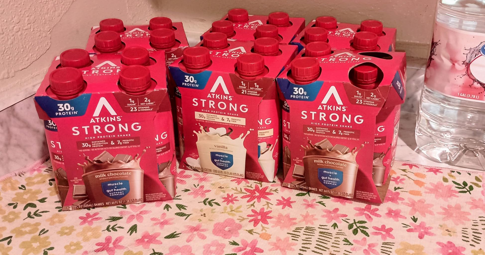 Atkins Strong High Protein Shake, Milk Chocolate, 30g Protein, 7g Prebiotic Fiber, 1g Sugar, GLP-1 Support, Muscle & Gut Health Support Complex, 12 Count customer photo 1