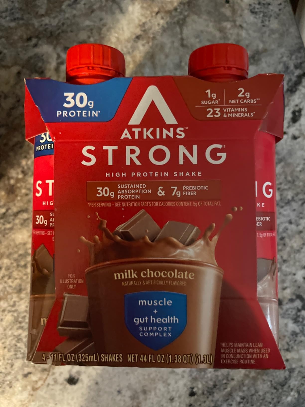 Atkins Strong High Protein Shake, Milk Chocolate, 30g Protein, 7g Prebiotic Fiber, 1g Sugar, GLP-1 Support, Muscle & Gut Health Support Complex, 12 Count customer photo 2