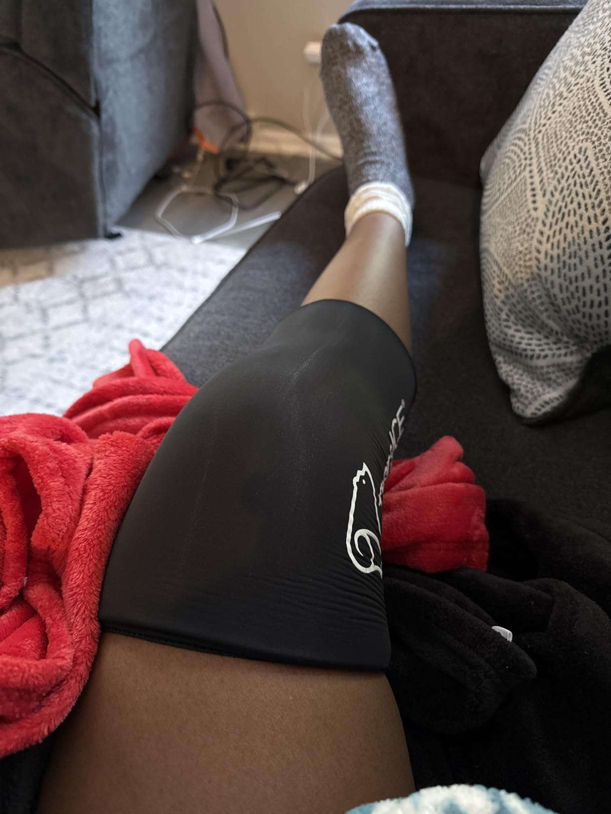 TheraICE Knee Ice Pack Wrap Compression Sleeve for Injuries, Reusable Gel Cold Packs Brace Also for Elbow, Ankle & Calf - Flexible Cold Wrap Recovery for Meniscus, ACL, MCL Pain Relief (L) customer photo 2
