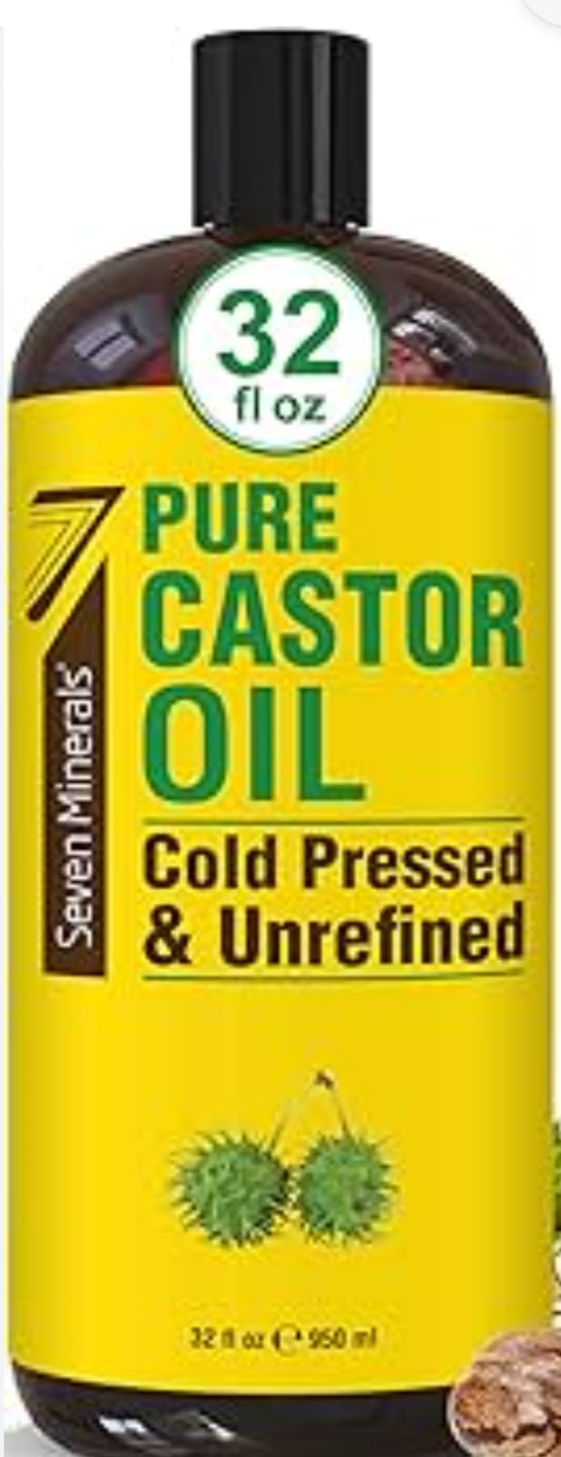 Seven Minerals Cold Pressed Castor Oil with Rosemary - 16 fl oz Bottle - Unrefined & Hexane Free - Hair Growth, Thicker Eyelashes & Eyebrows, Dry Skin Care, Joint and Muscle Pain (Pack of 1) customer photo 1