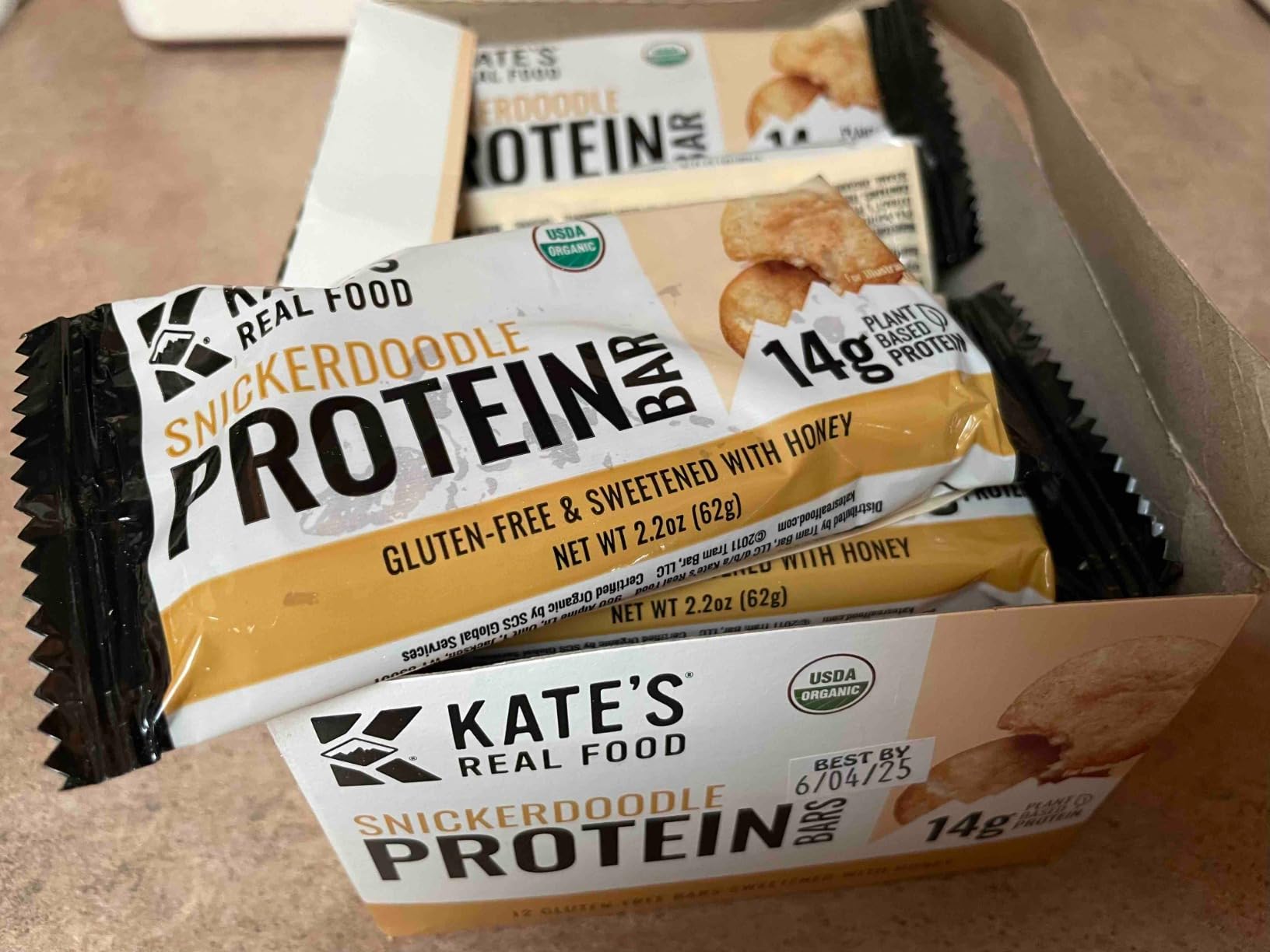 Kate's Real Food Organic Protein Bars - (Snickerdoodle, 2.2 oz, Pack of 12) - Plant Based Protein Bars - Gluten Free, Soy Free, Non GMO, Whole Grains, and All Natural customer photo 2
