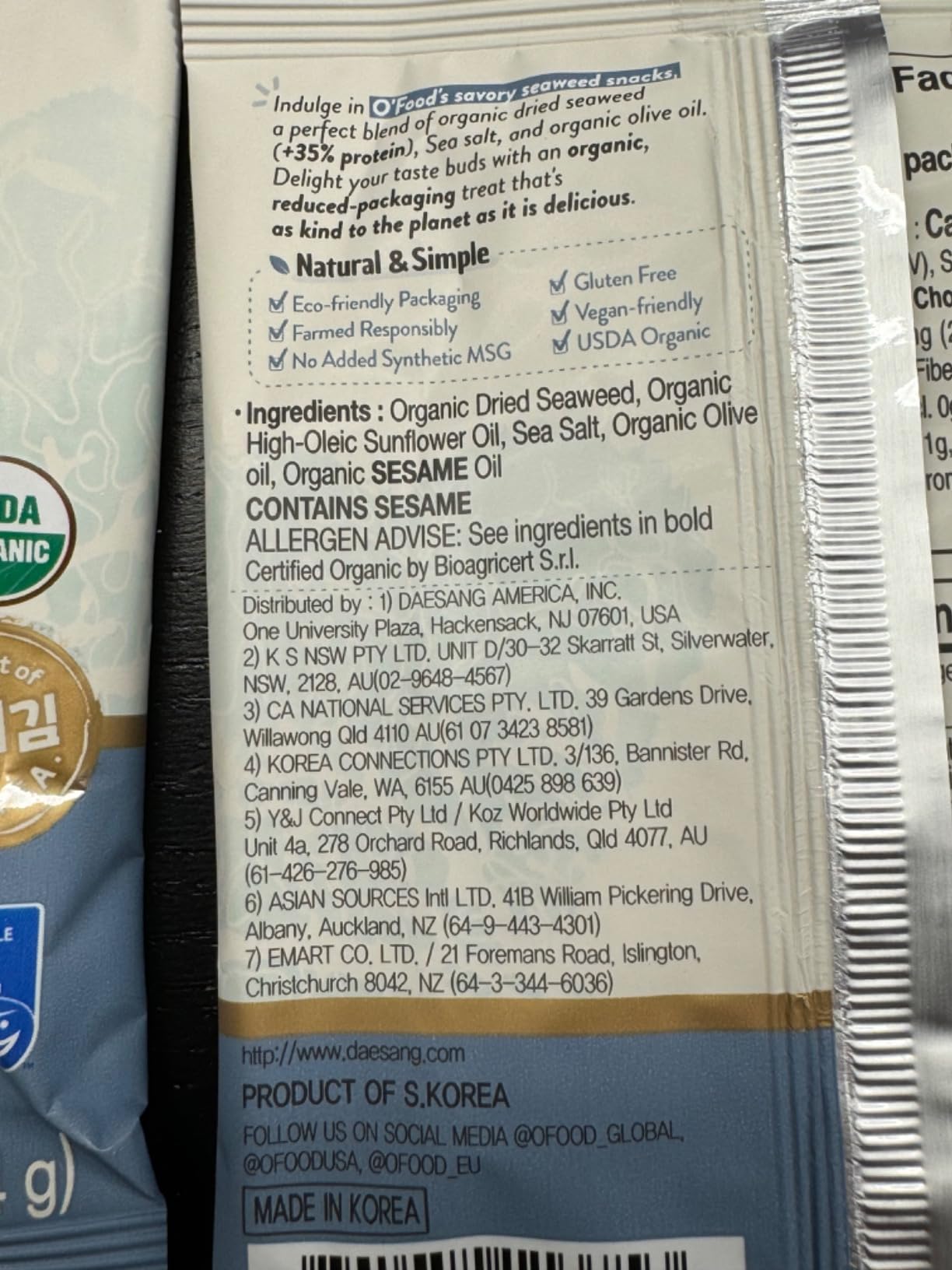 Roasted Seaweed Snack [Sea Salt | Pack of 12] Crispy Korean Laver Sheets | Vegan | Gluten-Free Nori | Low-Calorie | Perfect for Sushi, Rice Bowls, Snacks, Lunchboxes, Picnics, Plant-Based Korean Seaweed Chips - O'food customer photo 1