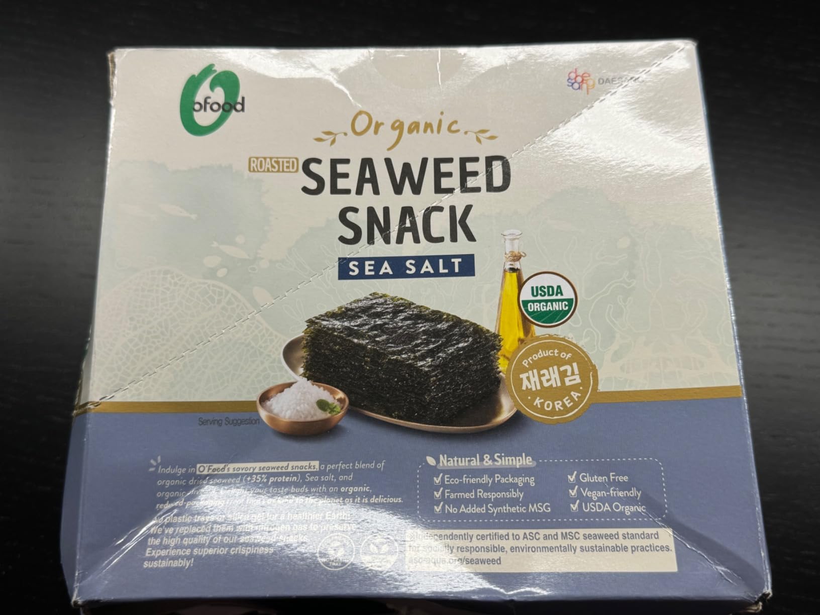 Roasted Seaweed Snack [Sea Salt | Pack of 12] Crispy Korean Laver Sheets | Vegan | Gluten-Free Nori | Low-Calorie | Perfect for Sushi, Rice Bowls, Snacks, Lunchboxes, Picnics, Plant-Based Korean Seaweed Chips - O'food customer photo 2