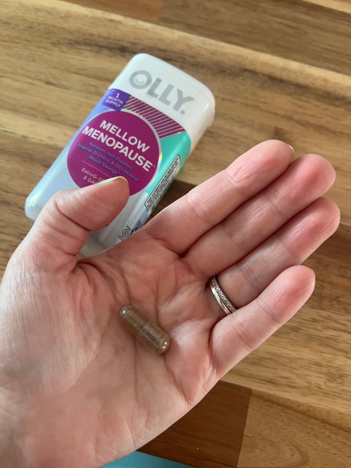 OLLY Mellow Menopause Supplements for Women, Supports Hot Flashes, Vaginal Dryness & Occasional Mood Swings, Estro-G100, GABA, Vegan Capsules, 1 Month Supply - 30 Count customer photo 1