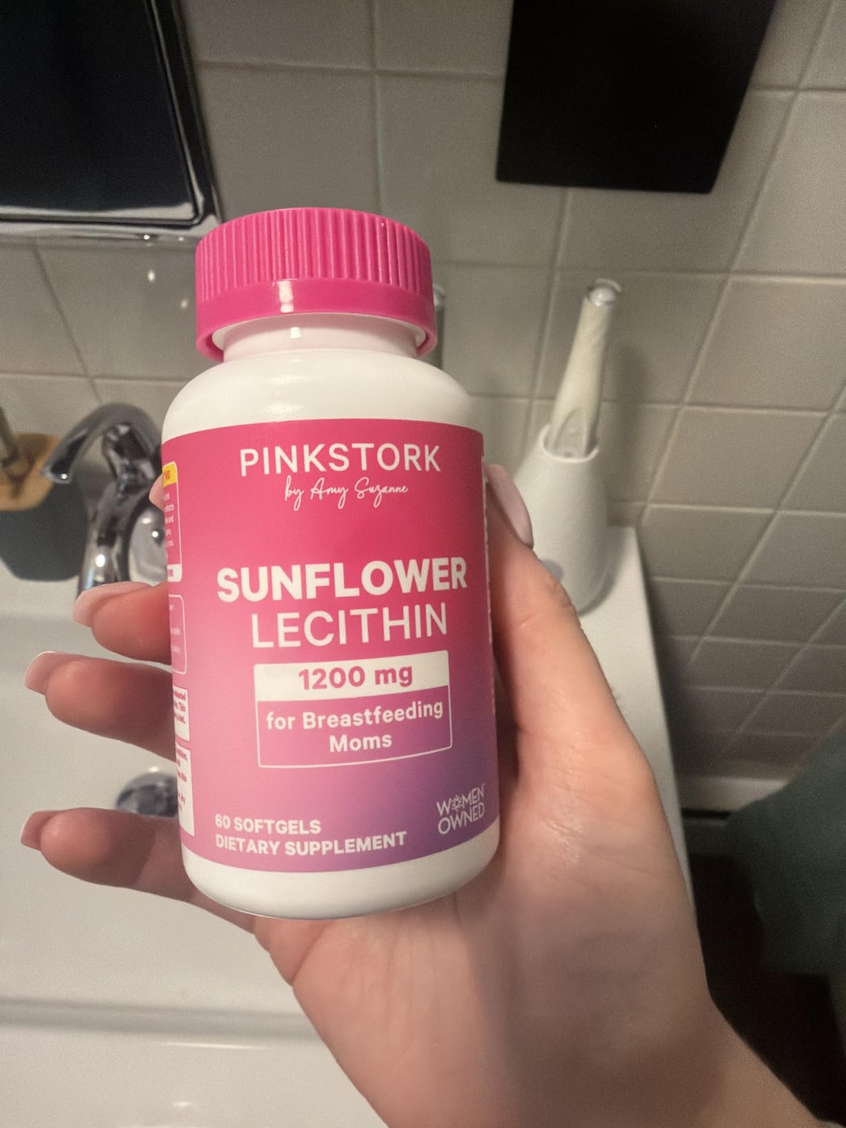 Pink Stork Sunflower Lecithin Supplement - 1200 mg for Clogged Milk Ducts - Breastfeeding Essentials for Postpartum Moms - Supports Breast Milk Flow - 60 Softgels customer photo 2