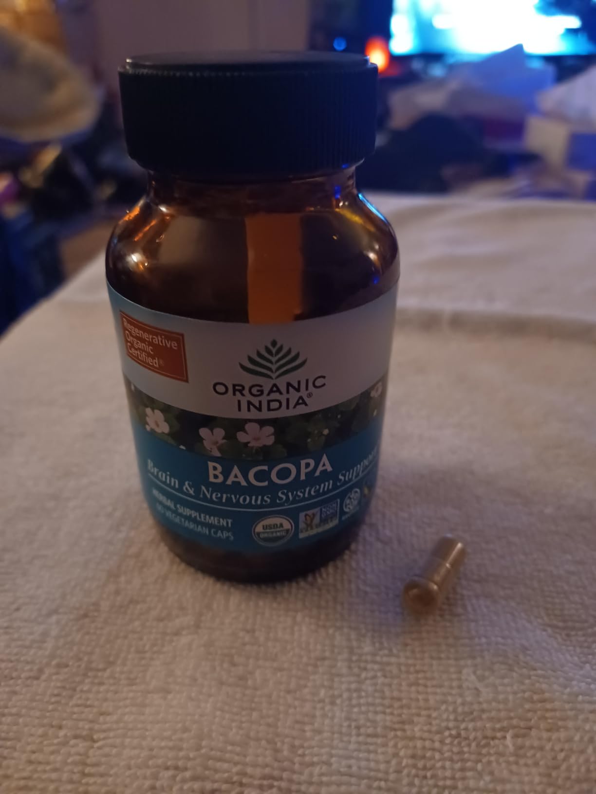 ORGANIC INDIA Bacopa Supplement - Bacopa Monnieri Organic, Brain, Focus, & Memory Support for Women & Men, Ayurvedic Herbs, Non GMO, Fairtrade Certified - 60 Vegan Capsules customer photo 1