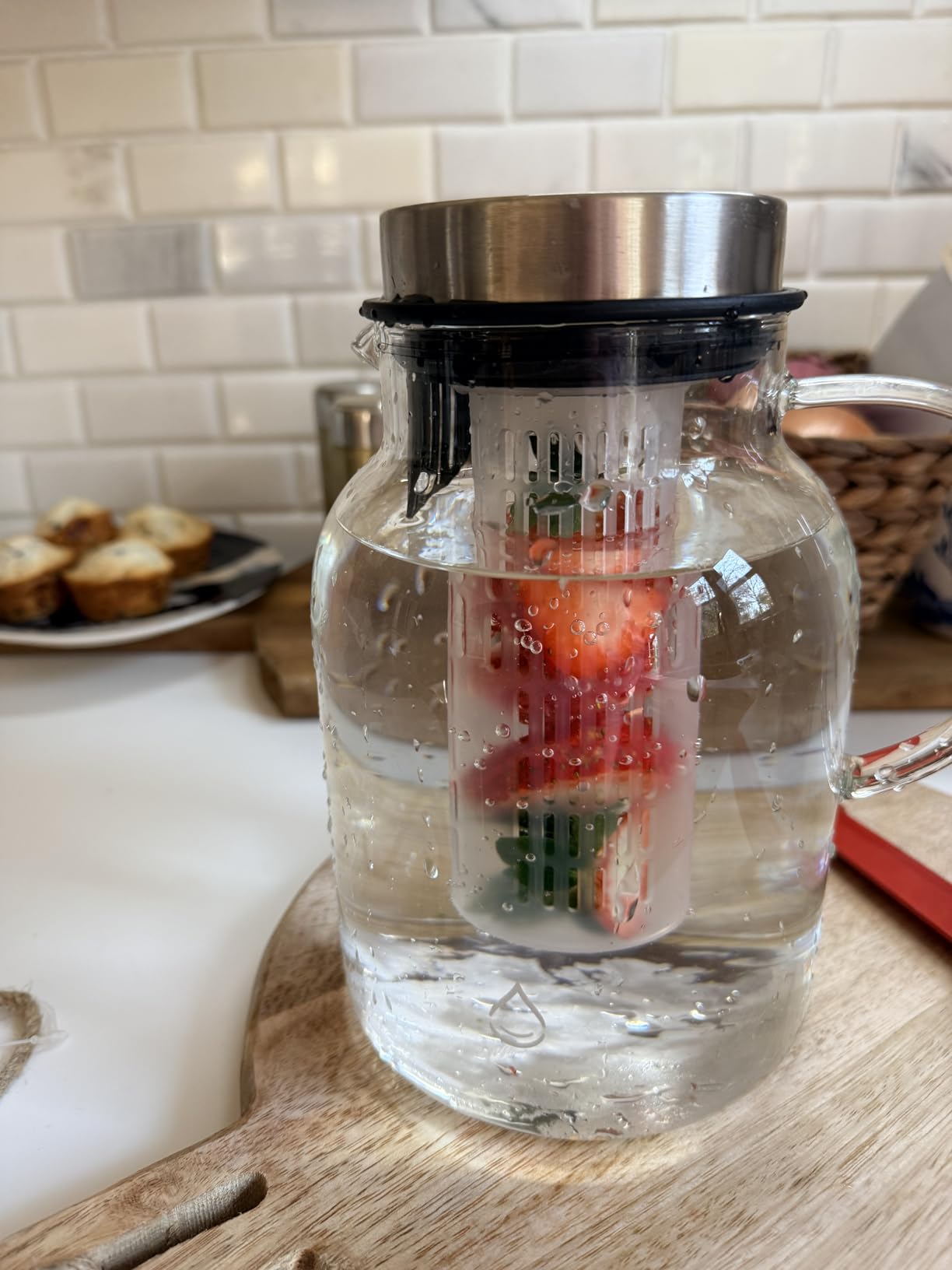 Infusion Pro Glass Fruit Infuser Water Pitcher, Heat Resistant for Hot/Cold Use, Great Iced Tea Pitcher | Tranquil Collection, 2 Qt customer photo 1