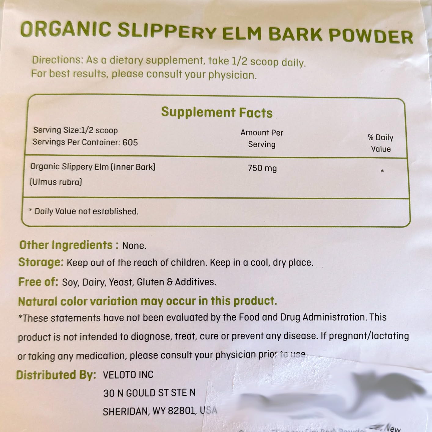 VELOTO Organic Slippery Elm Bark Powder, 1 Pound, Pure Slippery Elm Inner Bark Powder, Natural Vegan Herbal Supplement for Soothing Throat Digestive Health, Gluten-Free, No Contaminated, No GMOs, 454g customer photo 2