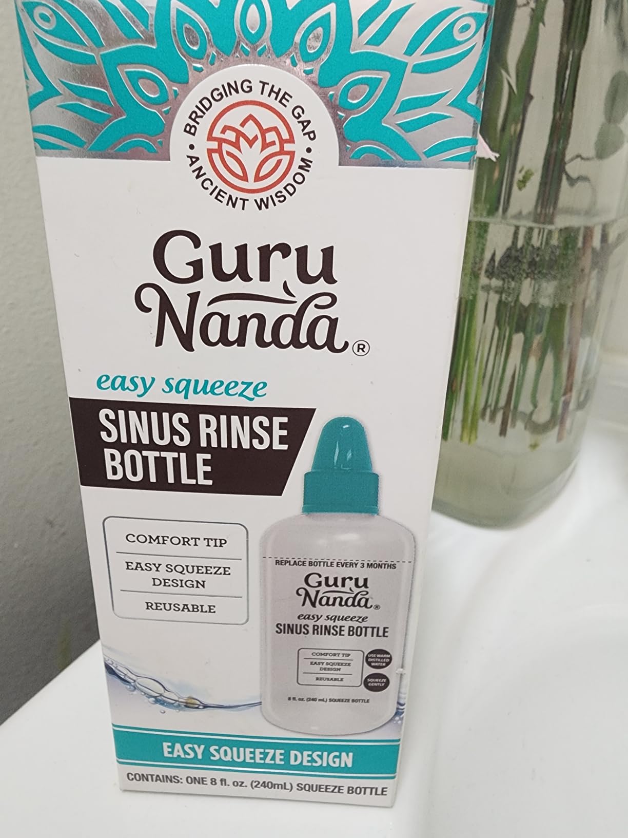 GuruNanda Sinus Rinse Bottle - Comfort Tip for Natural Nasal Irrigator Relief for Adults & Kids - 240ml Capacity customer photo 1