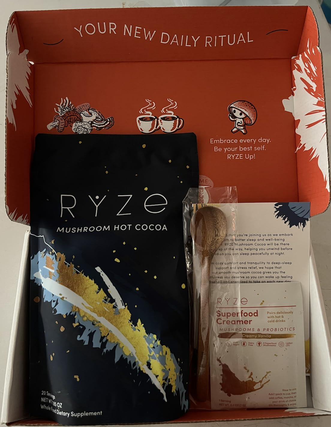 RYZE SUPERFOODS Mushroom Hot Cocoa Melatonin Sleep Supplement, Keto Cocoa Powder with Reishi Mushroom, Melatonin, Glycine, Cacao, L-Theanine, Chicory to Help Fall Asleep and Stay Asleep, 20 Servings customer photo 2