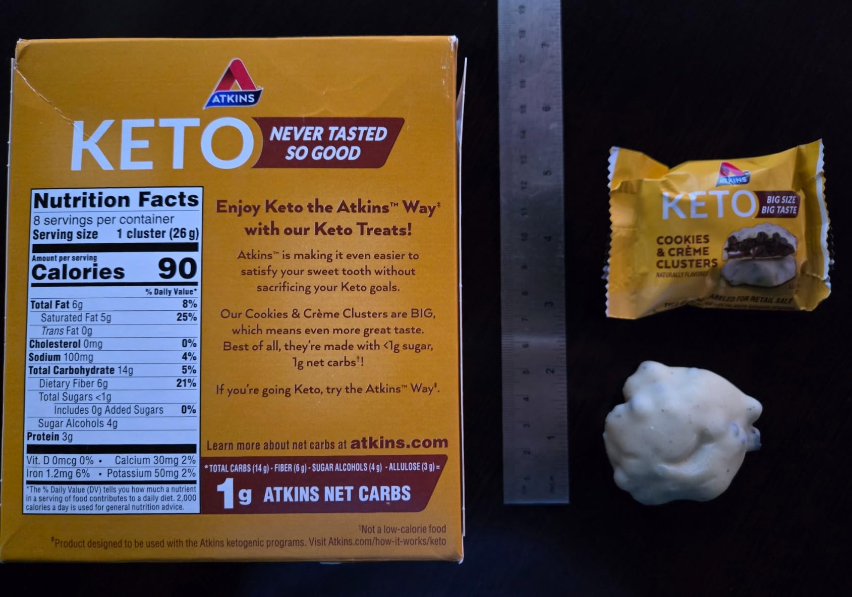 Atkins Keto Cookies & Creme Clusters, Gluten Free, High Fiber, Low Carb, Keto Friendly, 8 Count customer photo 2