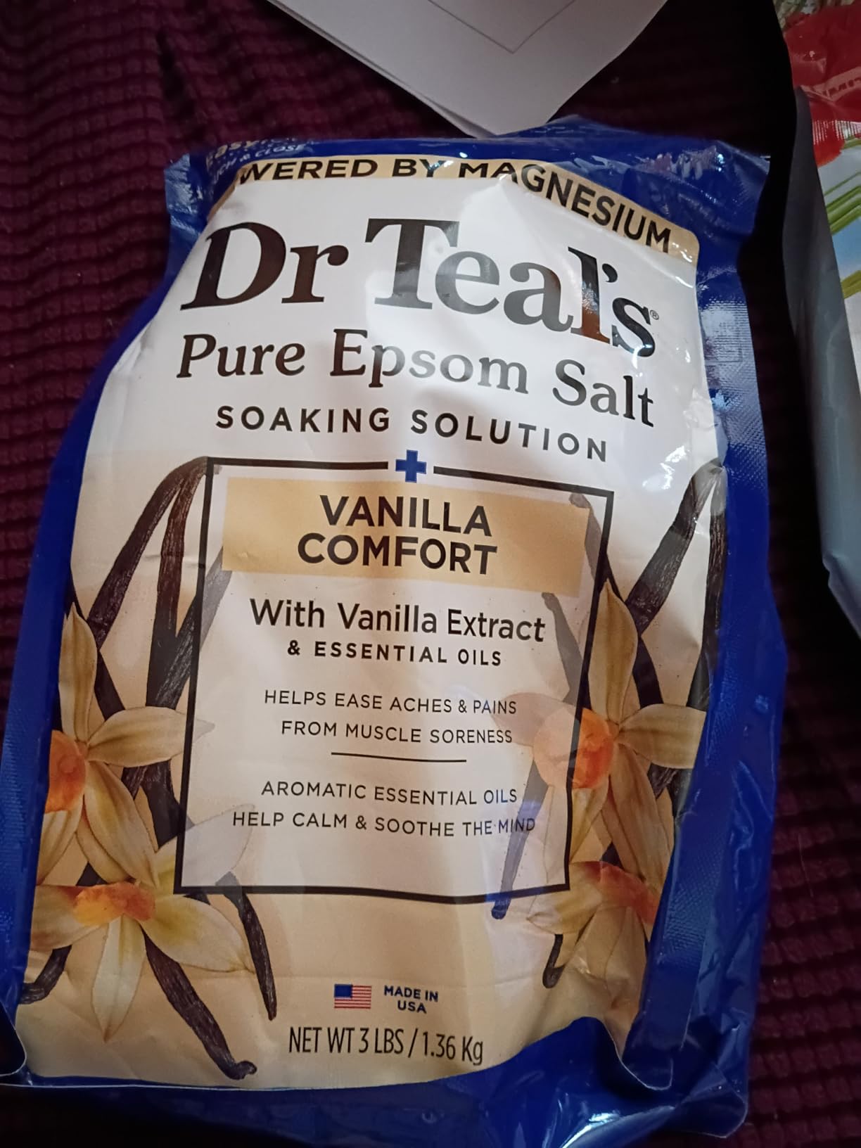 Dr Teal's Epsom Salt Magnesium Soak, Vanilla Comfort, 3 lbs customer photo 1