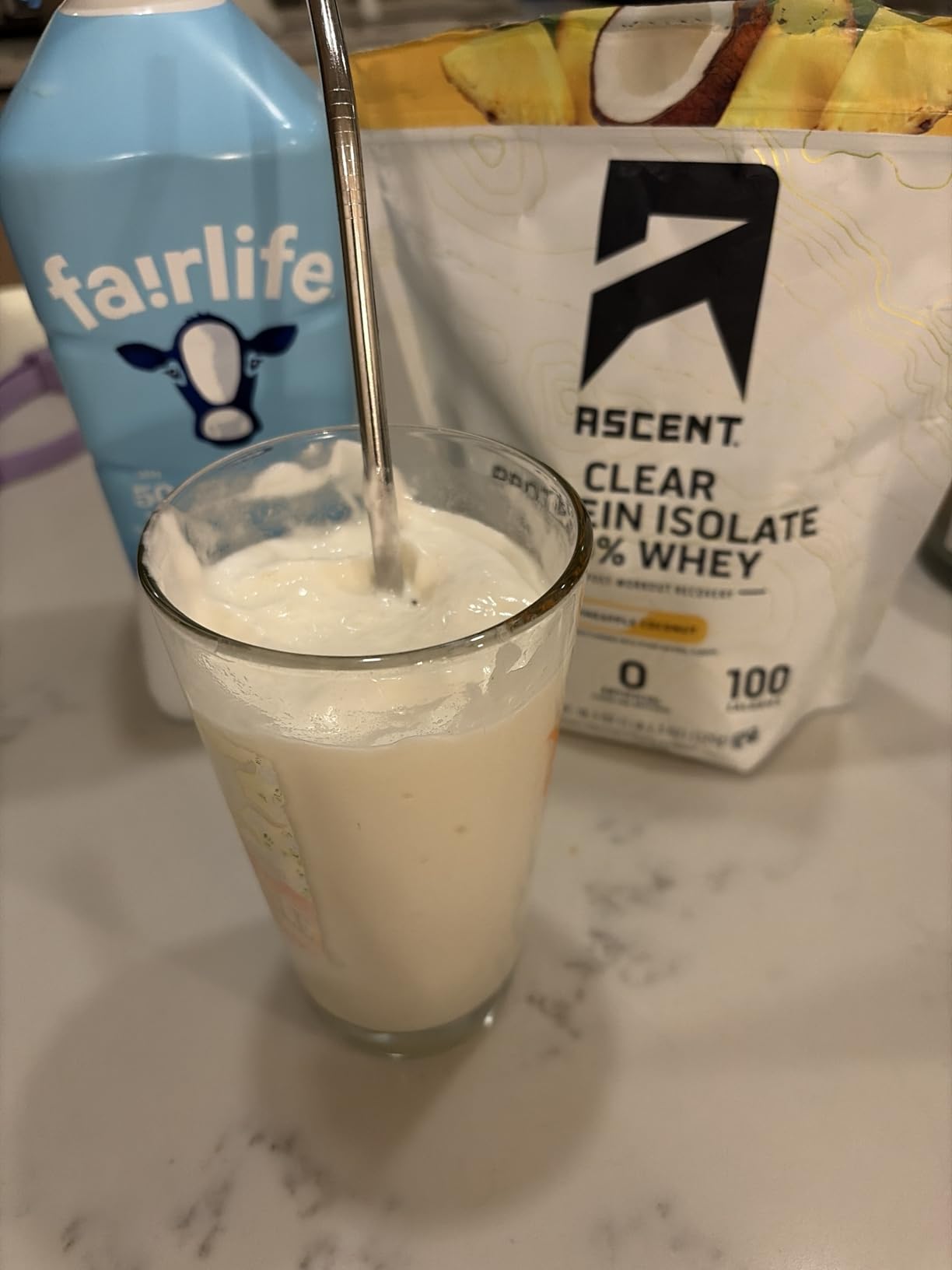 Ascent 100% Clear Whey Protein Powder - Post Workout Whey Protein Isolate, Zero Artificial Flavors & Sweeteners, Gluten Free, 5.5g BCAA, 2.1g Leucine, Essential Amino Acids, Pineapple Coconut, 20 Servings customer photo 1
