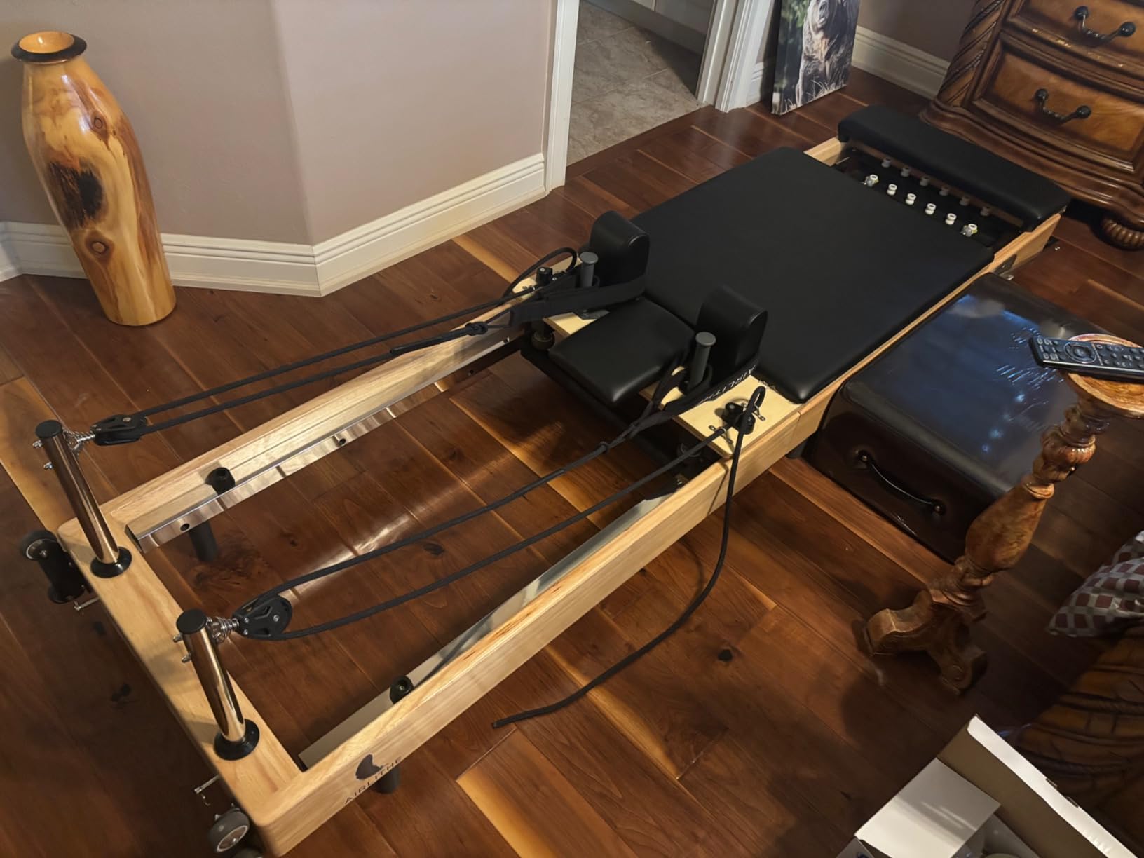 Airlithe Foldable Pilates Reformer Machine for Home Workouts - Wooden Pilates Reformer Equipment with 360 Degree Wheels, Reformer Box, Jump Board & Foot Board | 70+ Guided Workouts customer photo 1