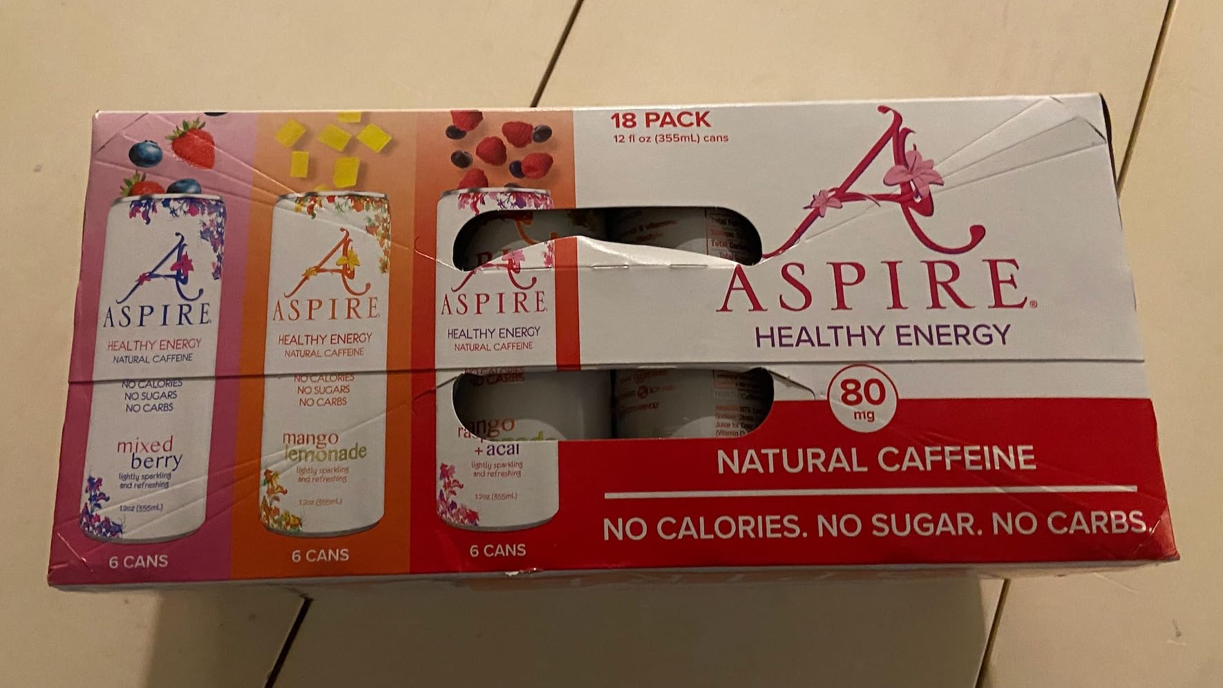 ASPIRE The Fan Favorite Variety Pack, Healthy Energy Drink 80mg Natural Caffeine, Zero Sugar No Carbs Keto Friendly, 18 Pack Green Tea Sugar Free Drink Low Caffeine Zero Calorie customer photo 2