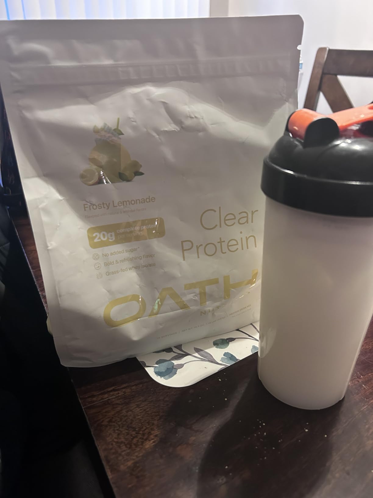 Oath Nutrition Clear Whey Isolate Protein Powder, Frosty Lemonade, 20g Complete Protein per Serving, No Added Sugar, Grass-Fed, 18 Servings customer photo 1