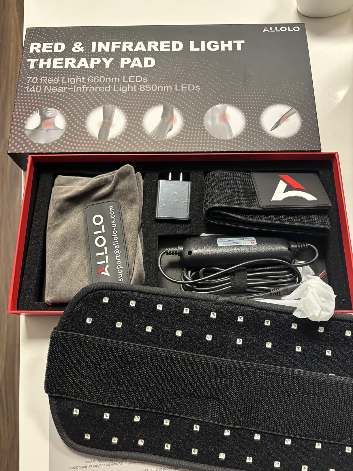 ALLOLO Red Light Therapy for Body, 3 in 1 LEDs Red Light Therapy Belt with Timer Remote Control, 660nm 850nm Infrared Light Therapy Pad for Body Waist Shoulder Knee, 12.6