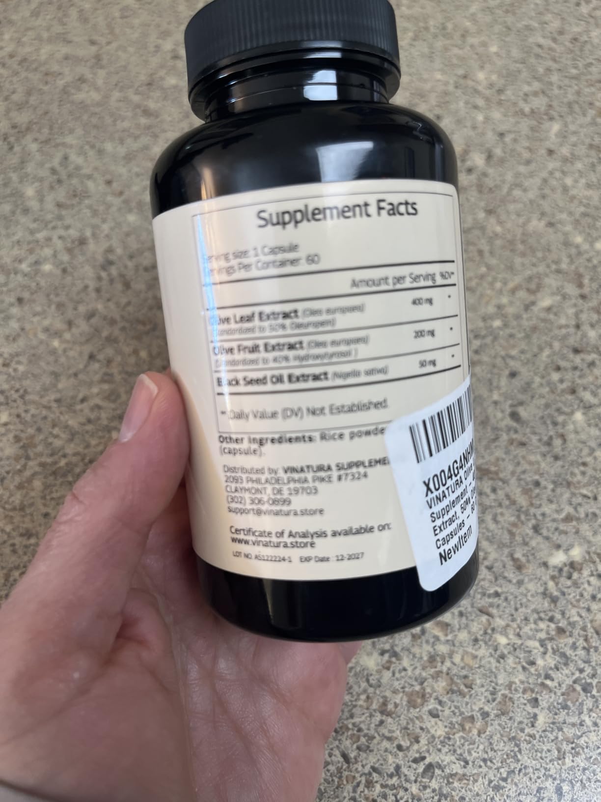 VINATURA Hydroxytyrosol Supplement, Olive Leaf Extract - 40% Hydroxytyrosol Olive Fruit Extract, 10% Oleuropein Olive Leaf Extract Capsules - 60 Capsules customer photo 1
