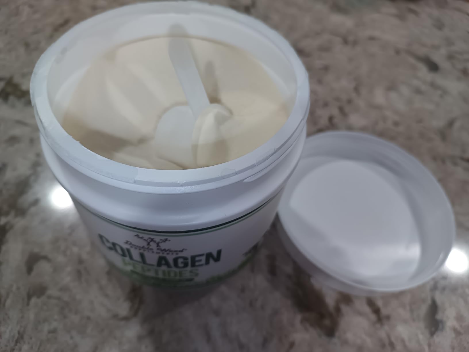 Double Wood Supplements Premium Liquid Collagen - 2500mg of Hydrolyzed Bovine Collagen (Type 1, 3 and Grassfed) - 32 Servings - for Women and Men - 30 mcg of Biotin - Sugar Free Pear Flavor customer photo 1
