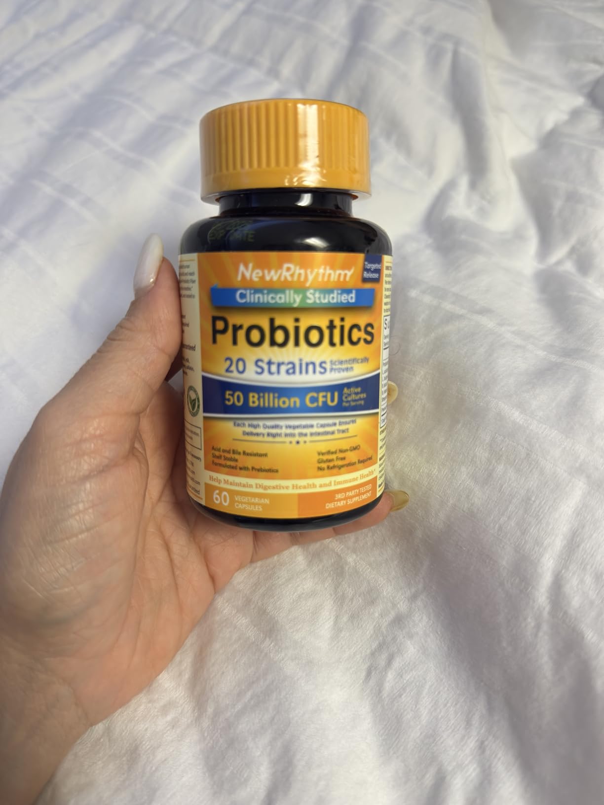 NewRhythm Probiotics 50 Billion CFU 20 Strains, 120 Veggie Capsules, Targeted Release Technology, Stomach Acid Resistant, No Need for Refrigeration, Non-GMO, No Gluten customer photo 2