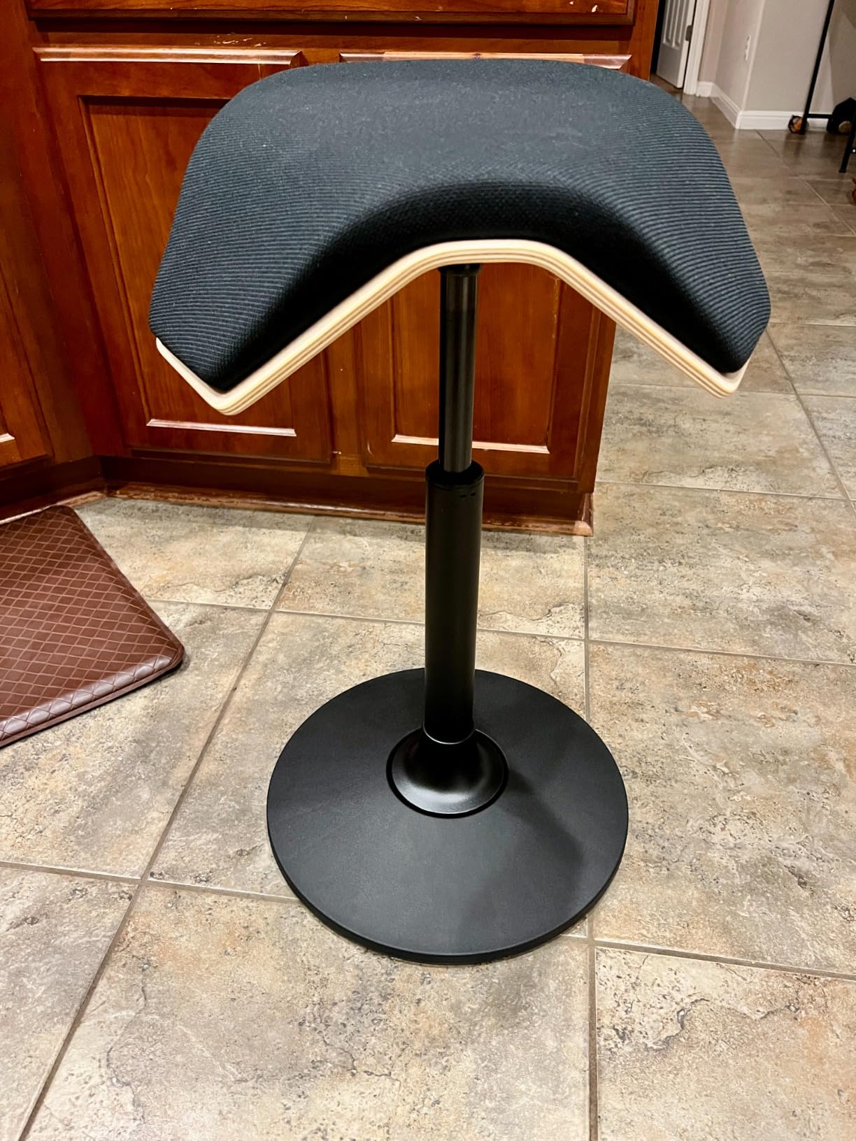 Branch Saddle Stool - Height-Adjustable Active Seat with Ergonomic Design, Recycled Polyester Fabric, Wobble Stool Supports Movement in All Directions, Home & Office Stool - ILOA Black customer photo 1