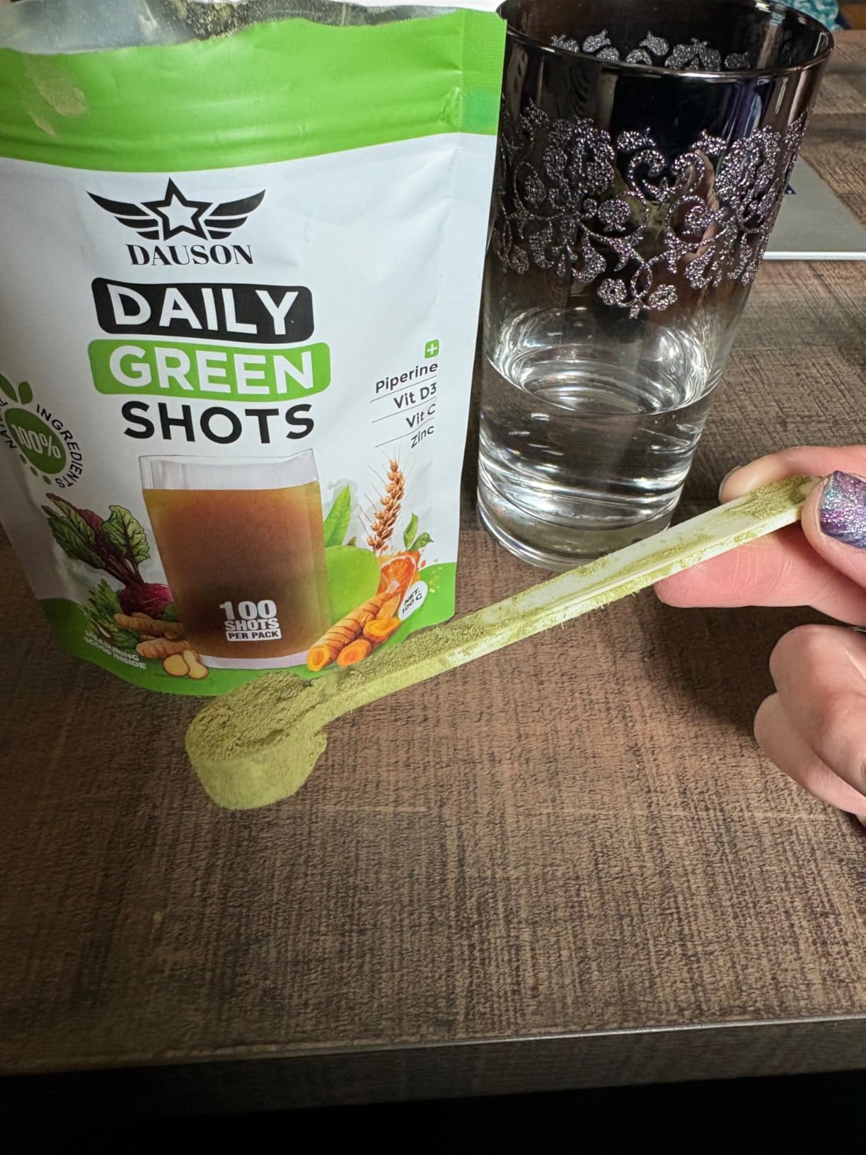 Super Greens Supplement for Energy, Immunity & Gut Health - Herbal Blend with Wheatgrass, Matcha, Beetroot, Ashwagandha, Turmeric & Prebiotics - 100 Daily Shots customer photo 1