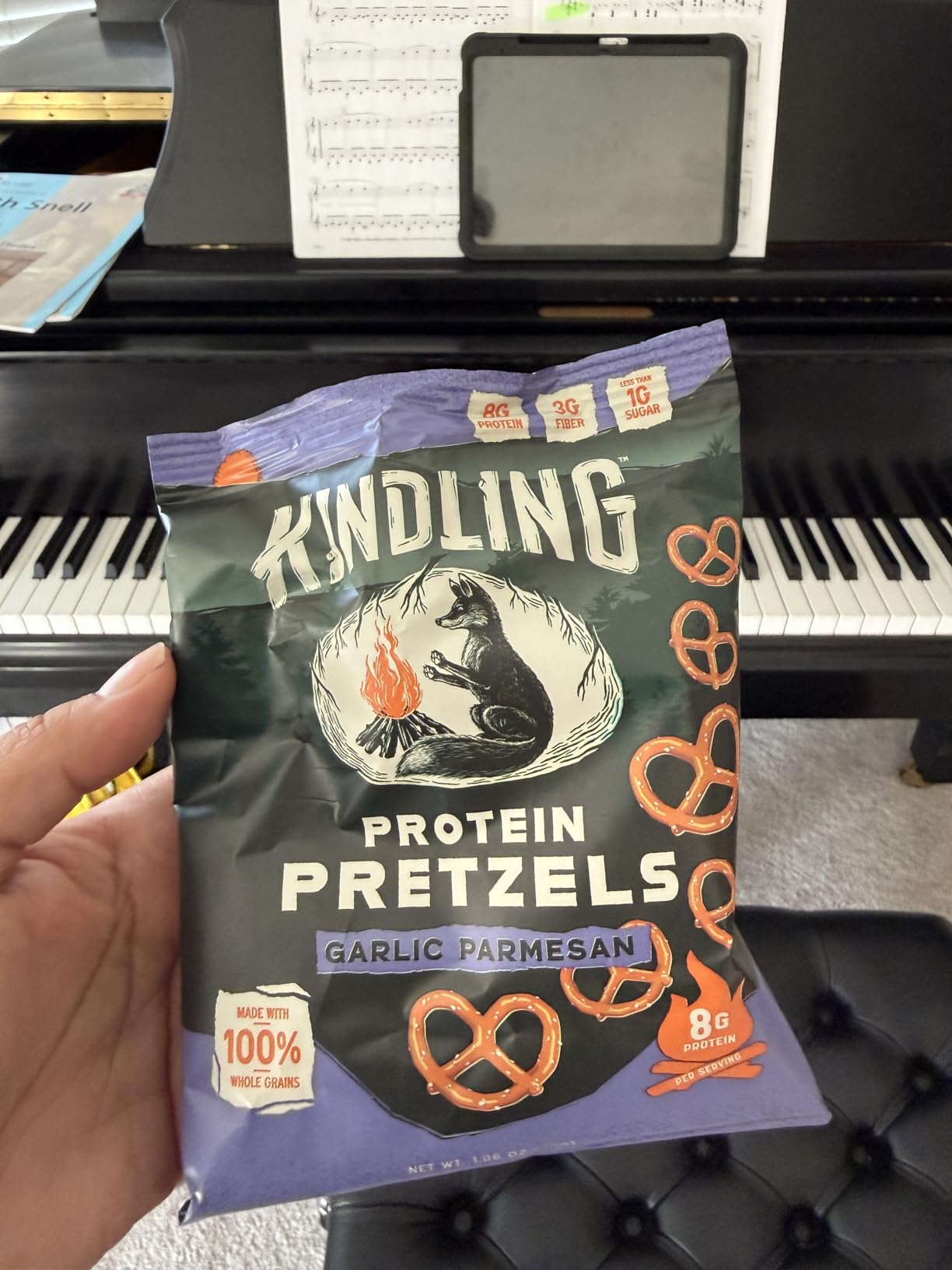 Kindling Protein Pretzels, Sea Salt, Dill Pickle, Honey Mustard, Garlic Parmesan, Kosher, 8-9 g Protein, 1-2 g of Total Sugar, No Artificial Flavors, Soy-Free, for Kids, Office 12 1.06oz Pack, 3 Each customer photo 1