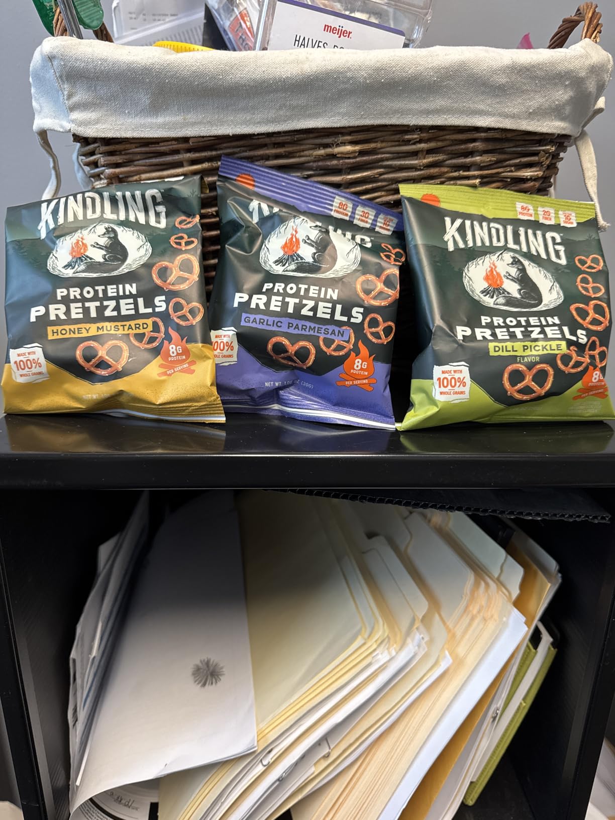 Kindling Protein Pretzels, Sea Salt, Dill Pickle, Honey Mustard, Garlic Parmesan, Kosher, 8-9 g Protein, 1-2 g of Total Sugar, No Artificial Flavors, Soy-Free, for Kids, Office 12 1.06oz Pack, 3 Each customer photo 2