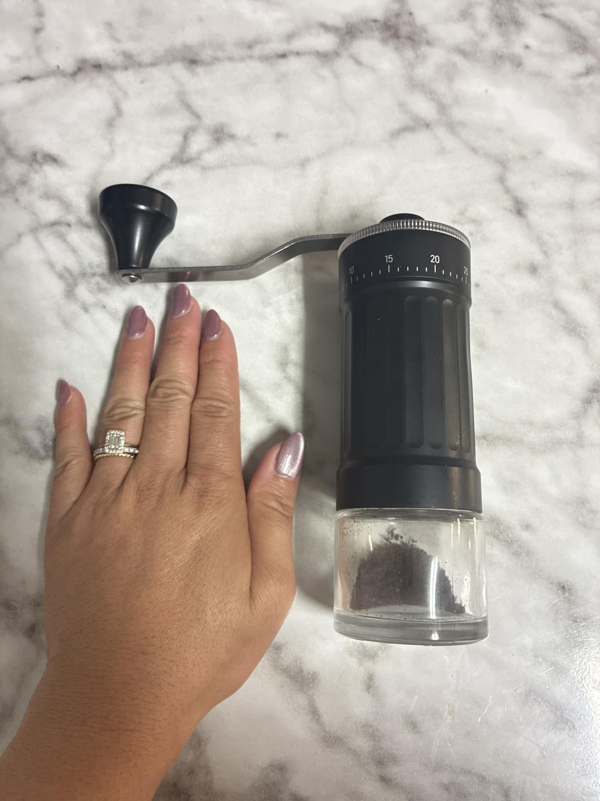 CEVING Mini Manual Coffee Grinder With 40 Adjustable Settings, Black | Portable Hand Coffee Bean Mill with Ceramic Conical Burrs, 30g Capacity, Ideal for Travel, Camping, French Press, Pour Over customer photo 1