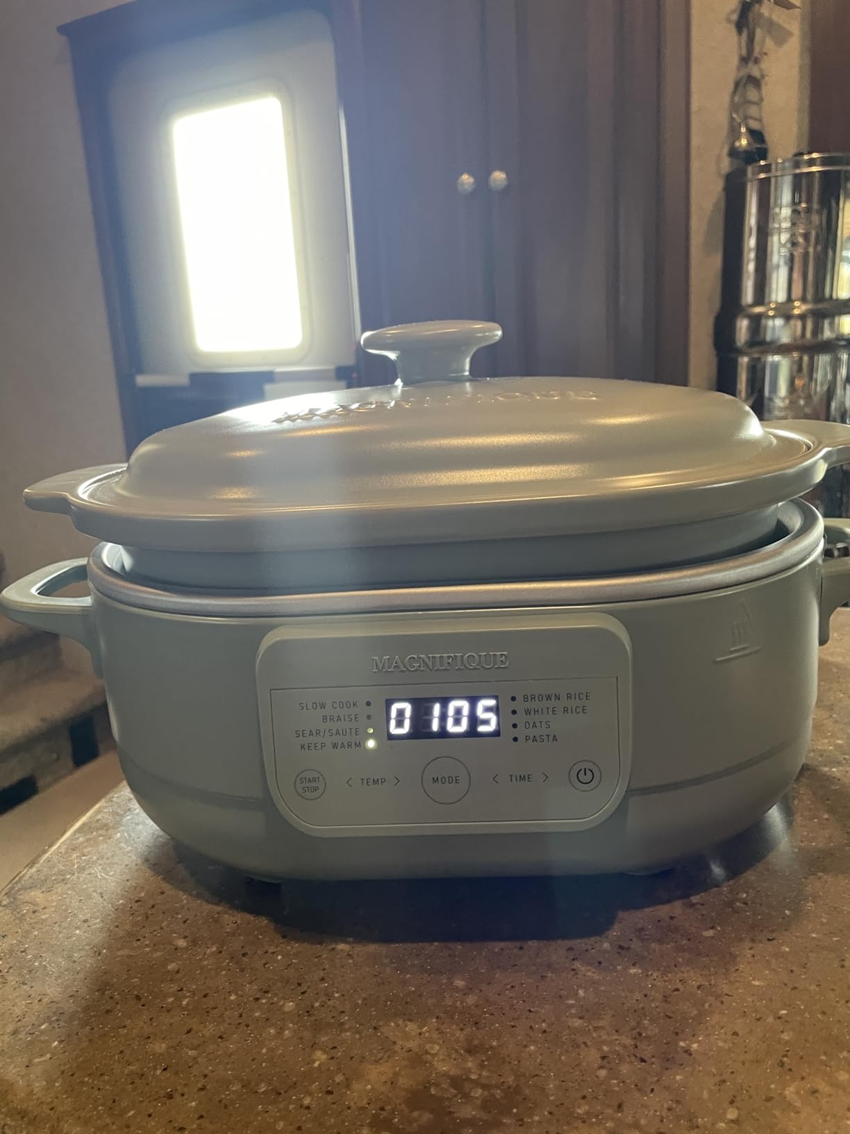 MAGNIFIQUE 4 Quart Programmable Casserole Slow Cooker, 8-in-1 Multi Cooker with Removable Non-Toxic Stoneware Crock, Claypot Slow Cooker, Rice-cooking, Nonstick, Oven Safe Pot to 450F, Olive customer photo 2