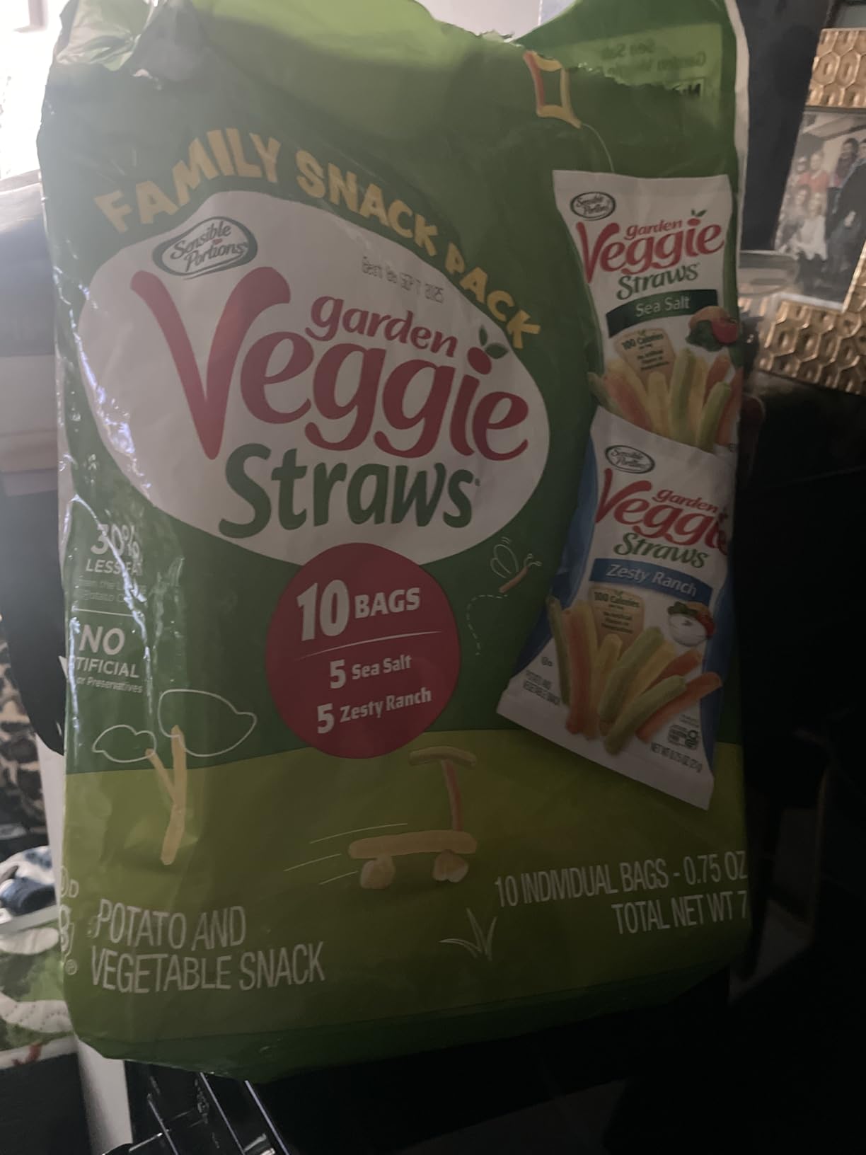 Sensible Portions Veggie Straws Multi-Pack, Sea Salt & Zesty Ranch, Kid Snacks, Veggie Snacks, 0.75 oz Bag (Pack of 12) customer photo 1