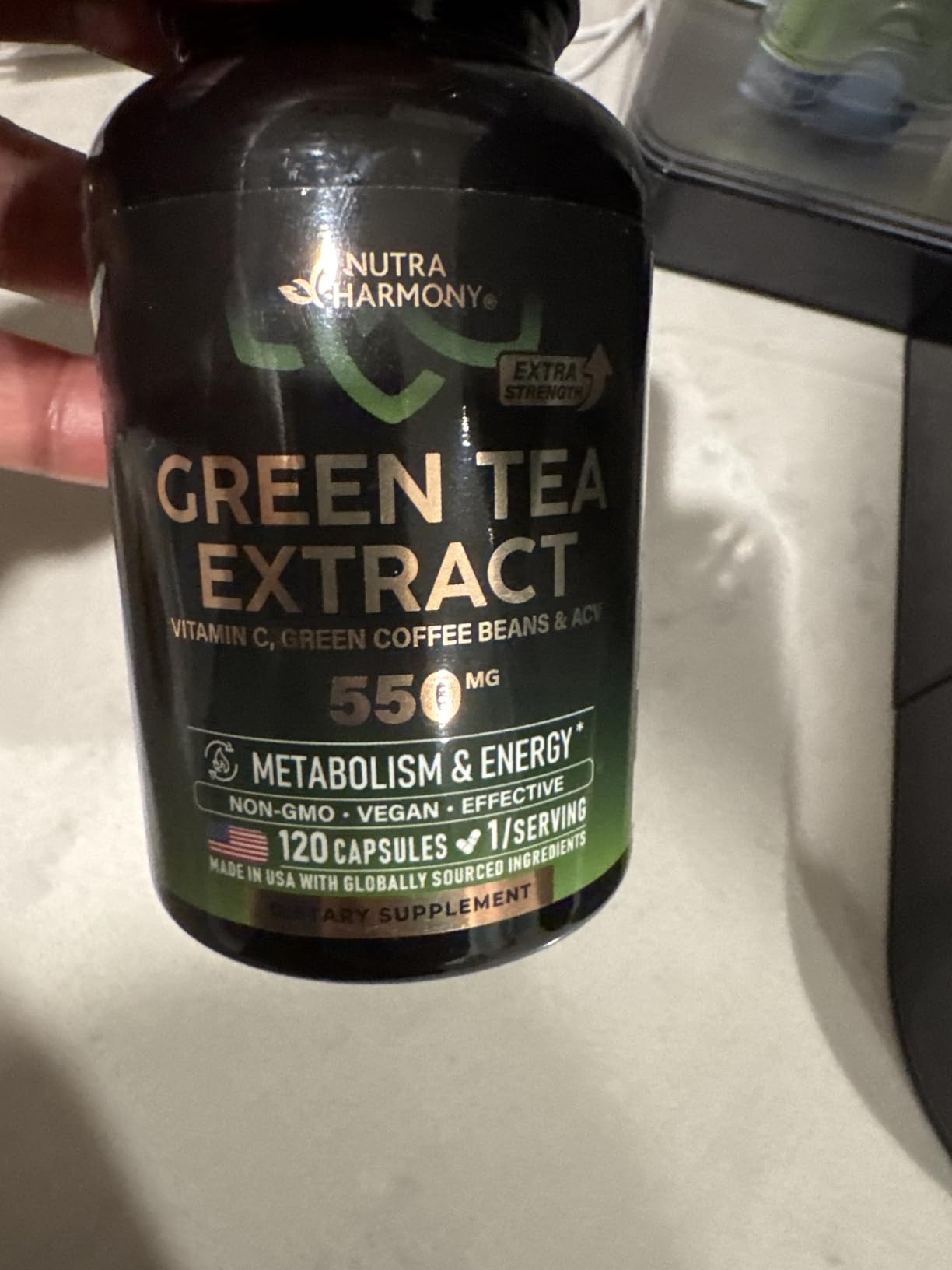 Green Tea Extract - 50% EGCG, Extra Strength 20:1 Extract - Natural Green Tea Supplement + Green Coffee Beans & Apple Cider Vinegar - Energy & Metabolism Support - for Men & Women - Vegan 120 Capsules customer photo 2