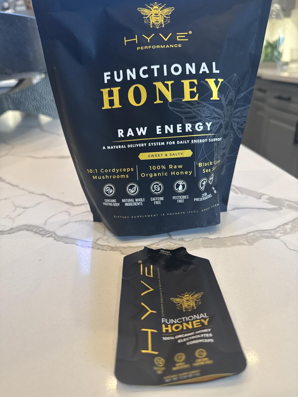 HYVE Mind Functional Honey - Focus & Memory Organic Honey with Lion's Mane Mushrooms, Raw Cacao, Bee Pollen & L-Theanine - Cognitive Support, 15 Packets customer photo 1