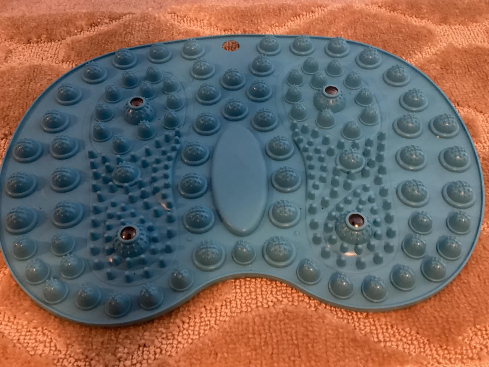 Foot Massage Mat, Hard Reflexology Mat with Magnetic Therapy, Big Foot-Shaped Acupressure Mat for Feet Relaxation, Under Desk Mat Pressure Point Mat for Pain, Fatigue and Stress Relief(Blue) customer photo 1