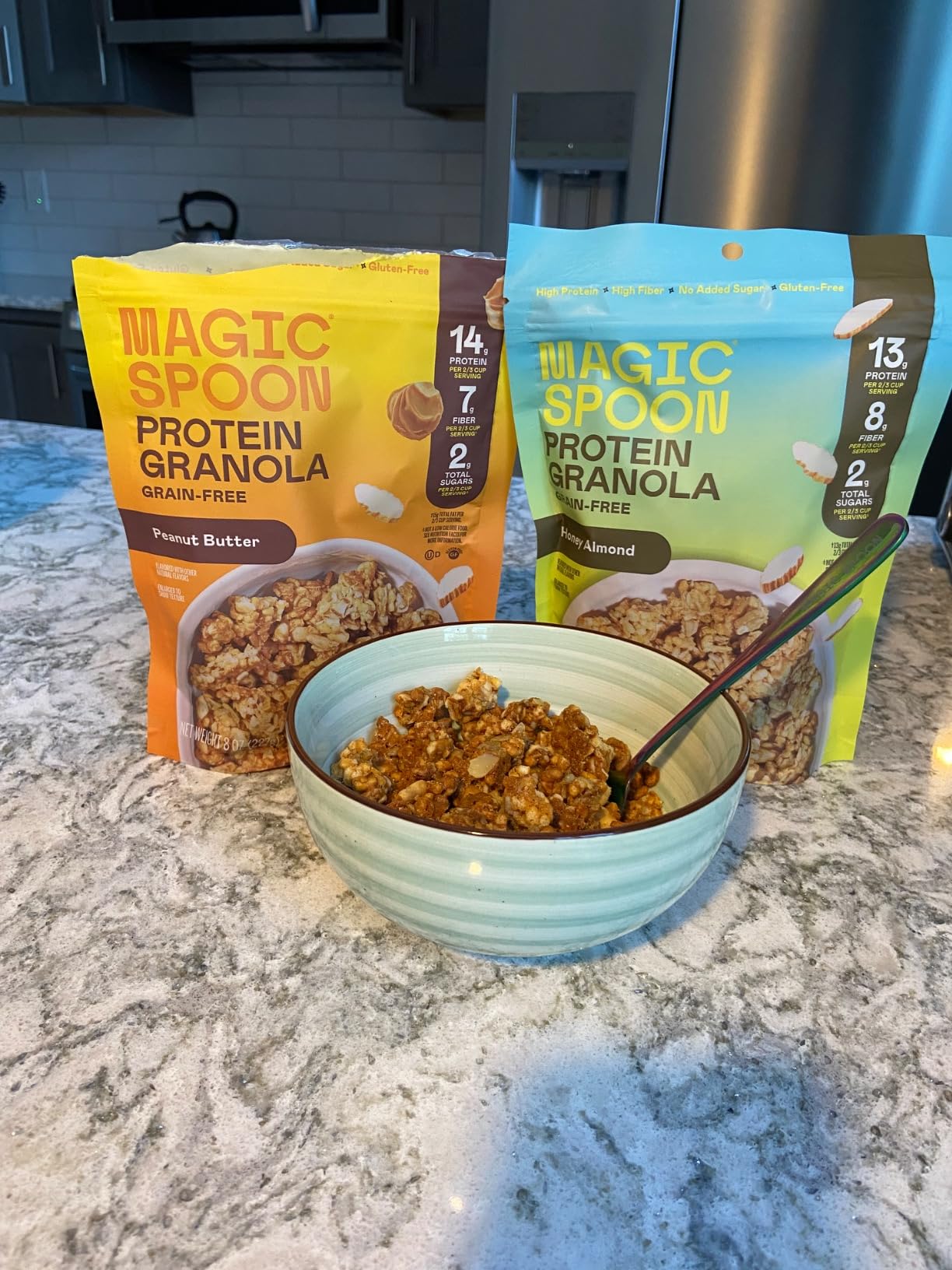 Magic Spoon High Protein Granola Low Sugar - 2 Pack: Honey Almond & Peanut Butter - Low Carb Sugar Free Protein Snacks & Breakfast Food - Grain & Gluten Free Granola Keto Friendly customer photo 2