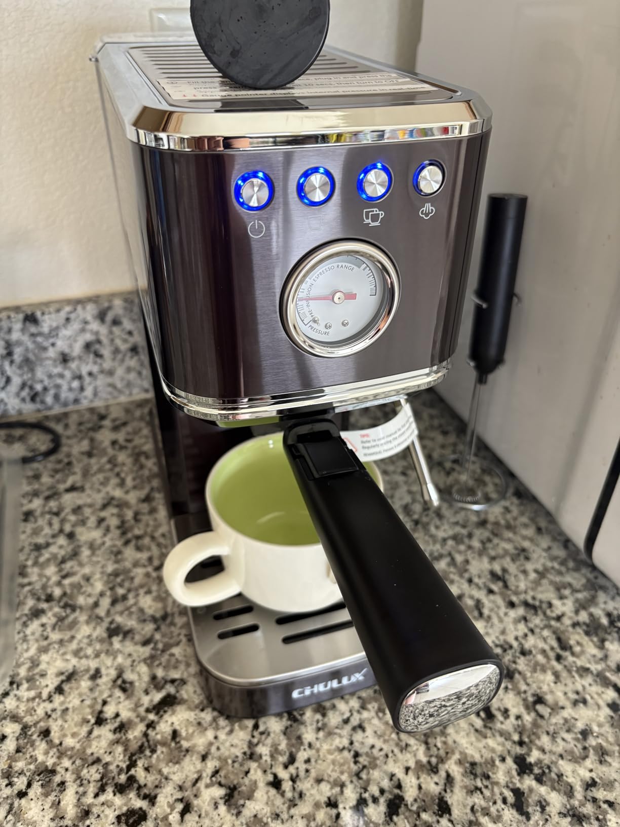 CHULUX Slim Espresso Machine with Milk Frother, 20 Bar Professional Italian Pump Espresso Coffee Machine for Home Cappuccino & Latte Maker, Stainless Steel, Creamy customer photo 1