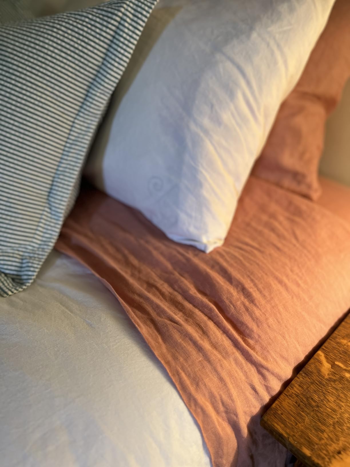 SONORO KATE 100% French Linen Duvet Cover Queen Size, Soft Breathable for Hot Sleepers, Moisture Wicking & Durable Cover Set - Zipper Closure & 4 Corner Ties Duvet Covers 3 Piece (Linen,Queen) customer photo 2