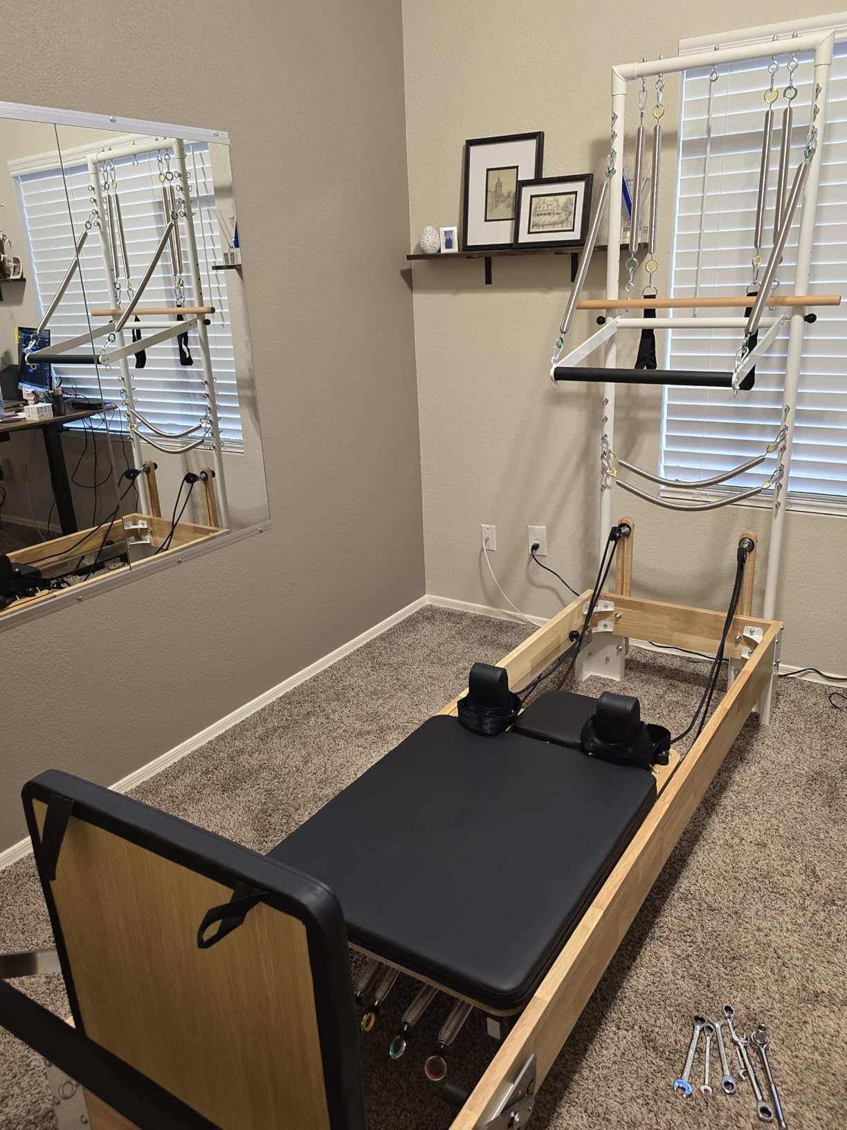 Pilates Reformer, PAETA Wooden Reformer Pilates Machine with Tower & Mat, Pilates Equipment for Home Workout and Studio, Includes Sitting Box, Jumpboard customer photo 2