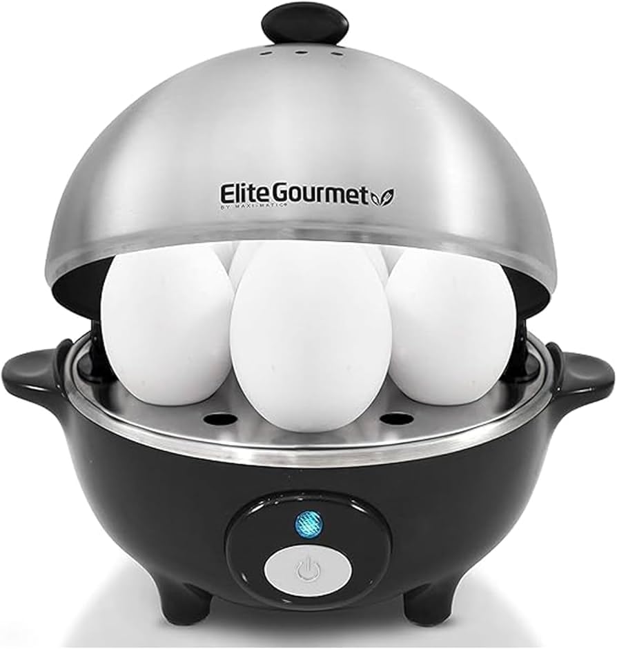 Elite Gourmet EGC1215B Easy Egg Cooker, Stainless-steel Heating Plate, Two-Tiered, 14-Egg Capacity, Soft, Medium, Hard-Boiled, Auto Shut-Off, Omelets, Poached Eggs, Measuring Cup, Piercing Pin, Black customer photo 1