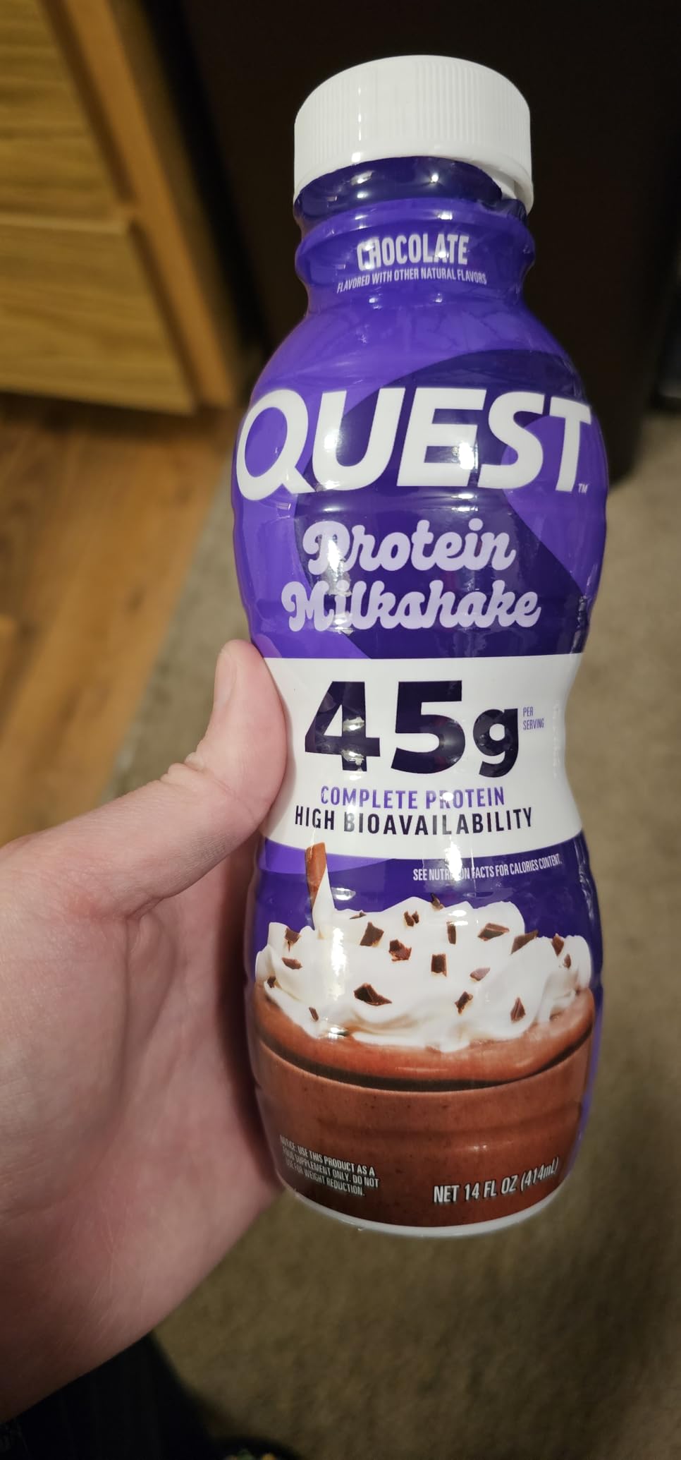 Quest Nutrition Chocolate Protein Shake, 45g Protein, 2g Sugar, 4g Net Carbs, Ready to Drink, Gluten Free, 12 Count customer photo 2