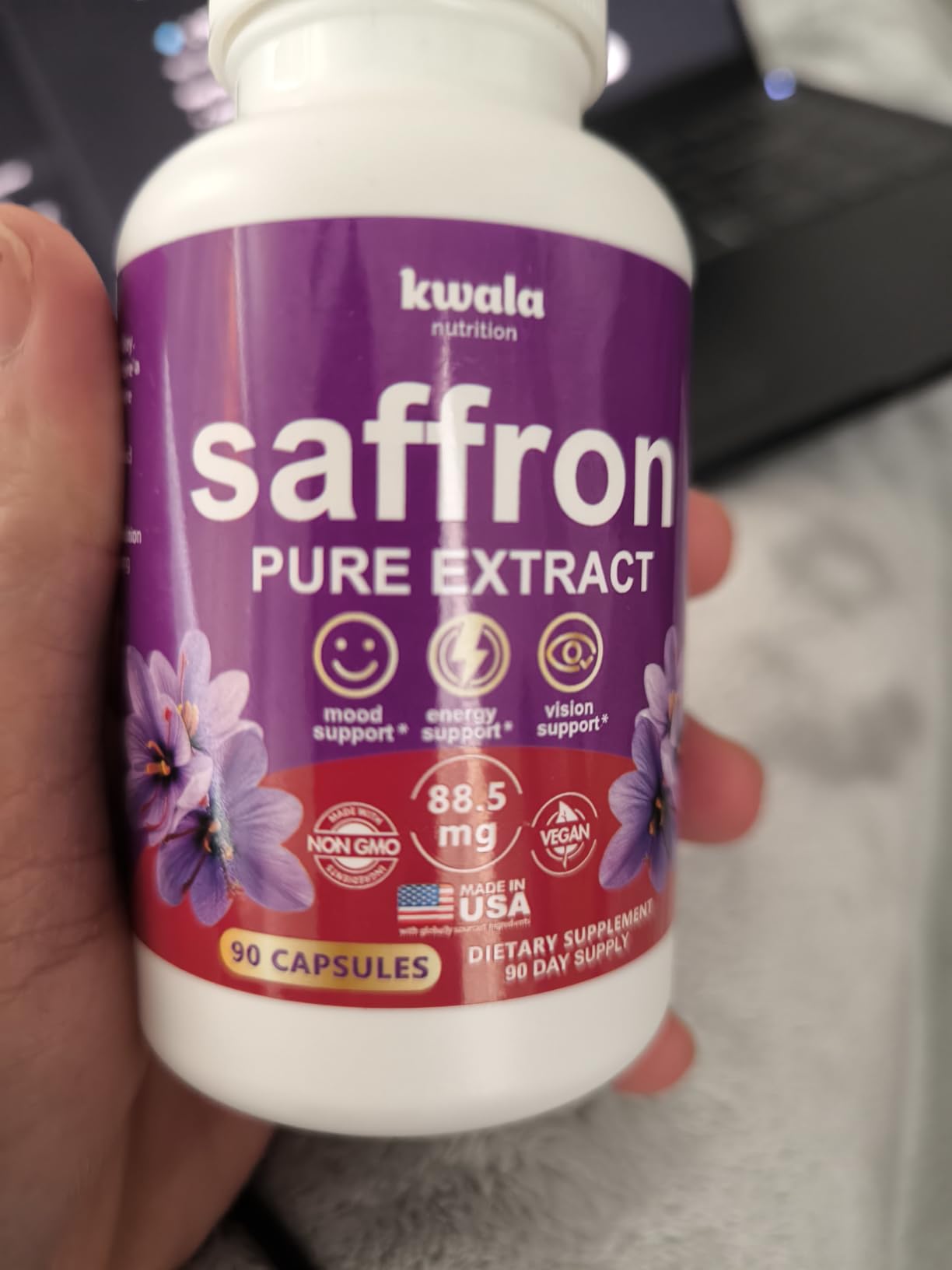 Kwala Nutrition Saffron Supplements for Mood & Focus | 88.5mg Pure Saffron Extract | Made in USA | 3 Month Supply | 90 Capsules customer photo 2