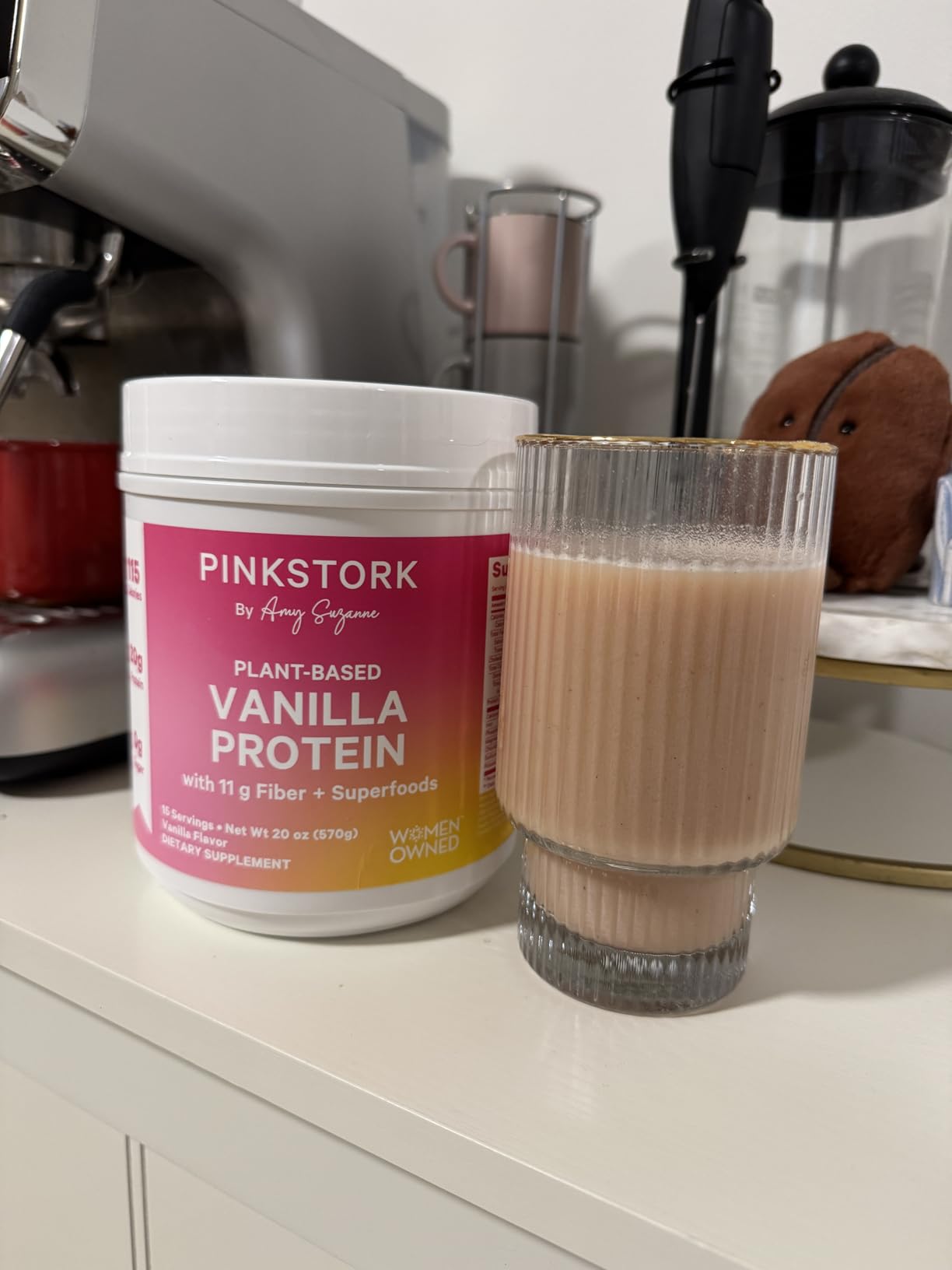 Pink Stork Protein Powder for Women, 20g Plant Based Protein Powder with Fiber + Superfoods, Gluten Free, Dairy Free, Sugar Free, Pregnancy Friendly, Vanilla Protein Shake - 15 Scoops customer photo 2