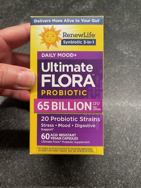 Renew Life Ultimate Flora Probiotics Daily Mood Support 65 Billion CFU Delayed Release Vegan Capsules with Ashwagandha | Digestive Health | Immune Health | Dairy Free | 60 Count customer photo 1